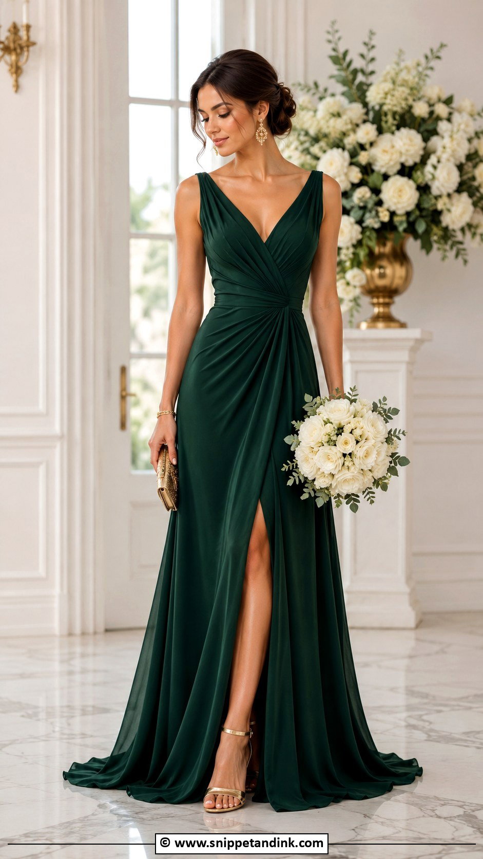 Dark Green Wedding Dress With Gold Accessories - Snippet and Ink - 25 Dark Green Wedding Dress Ideas