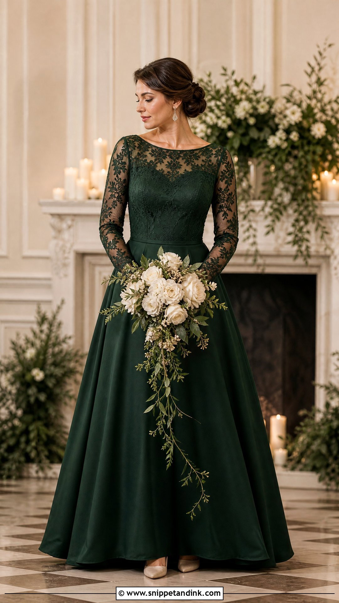 Dark Green Wedding Dress With Lace Sleeves - Snippet and Ink - 25 Green Wedding Dress for Bride Ideas
