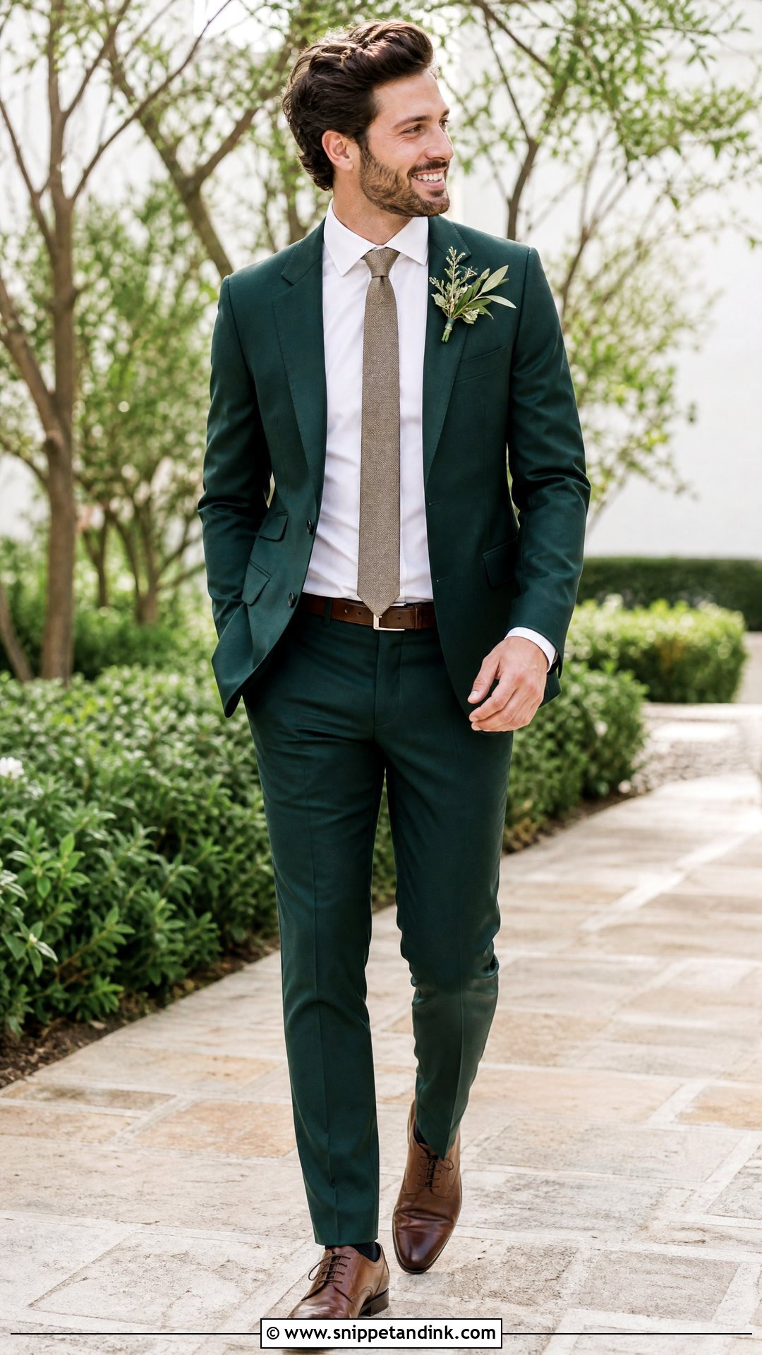 Dark Green Wedding Suit With Brown Shoes - Snippet and Ink - 25 Dark Green Wedding Suit Ideas