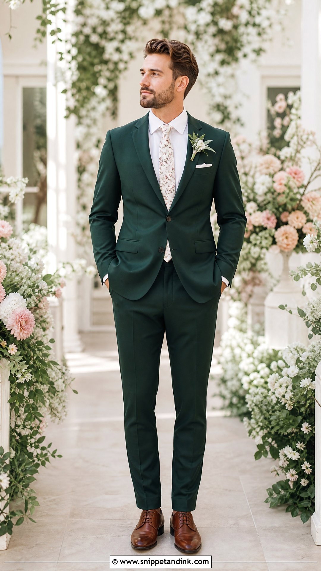 Dark Green Wedding Suit With Floral Tie - Snippet and Ink - 25 Dark Green Wedding Suit Ideas