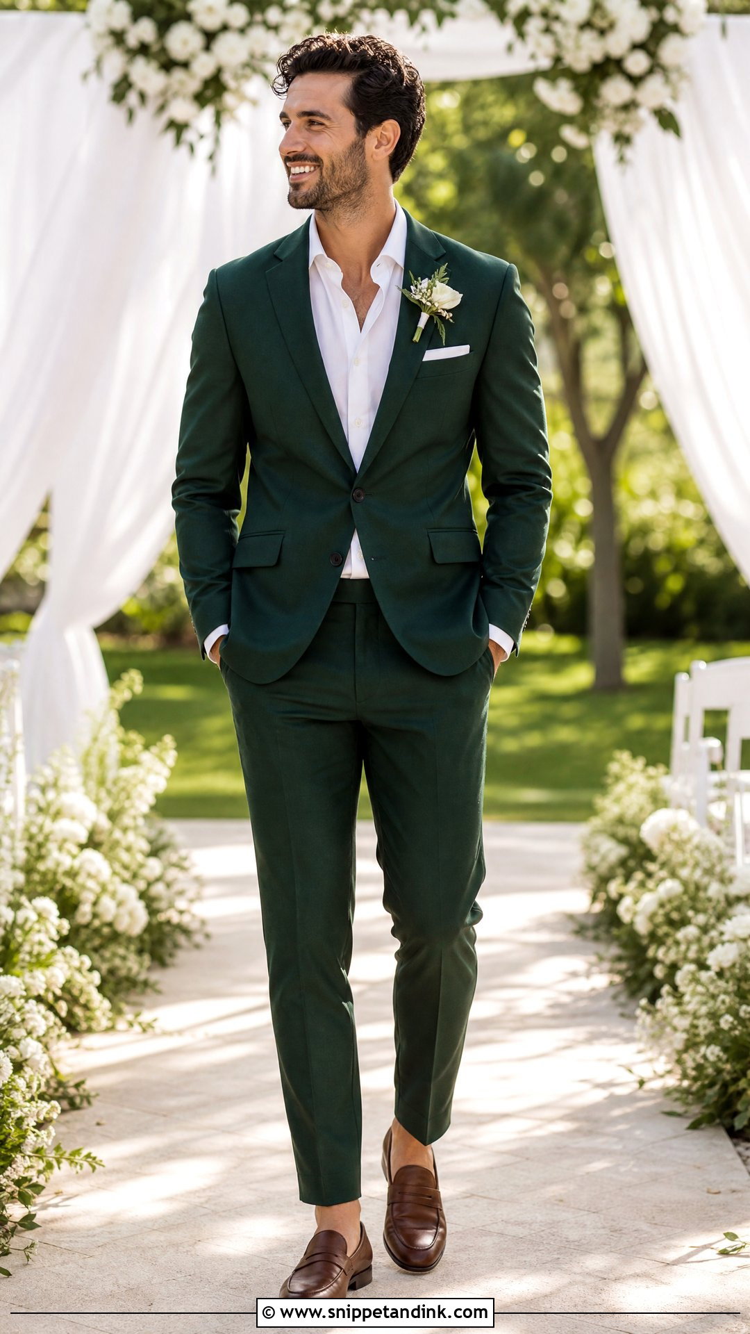 Dark Green Wedding Suit With No Tie - Snippet and Ink - 25 Dark Green Wedding Suit Ideas