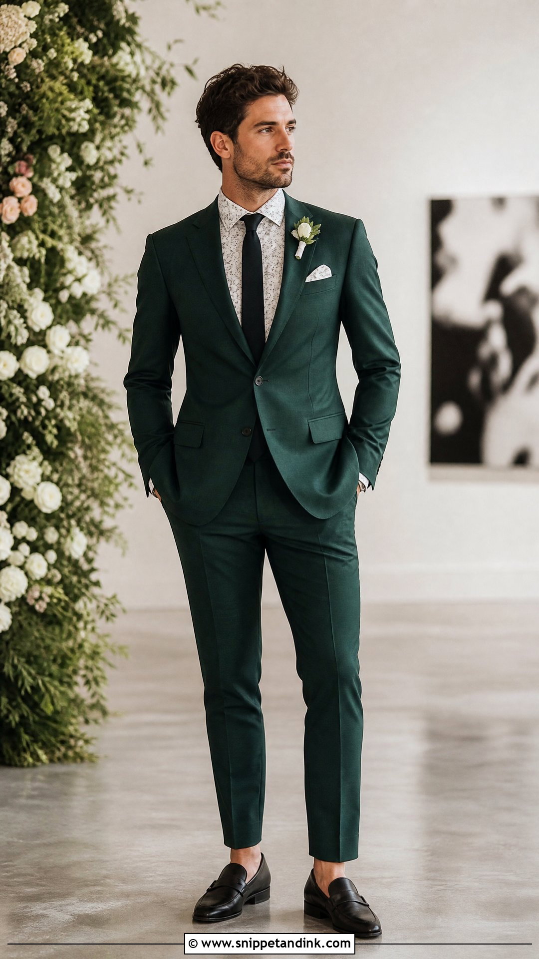 Dark Green Wedding Suit With Patterned Shirt - Snippet and Ink - 25 Dark Green Wedding Suit Ideas