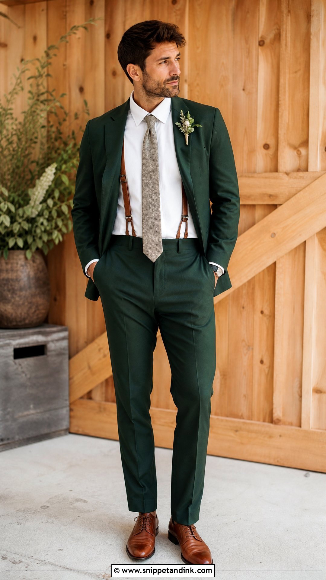 Dark Green Wedding Suit With Suspenders - Snippet and Ink - 25 Dark Green Wedding Suit Ideas