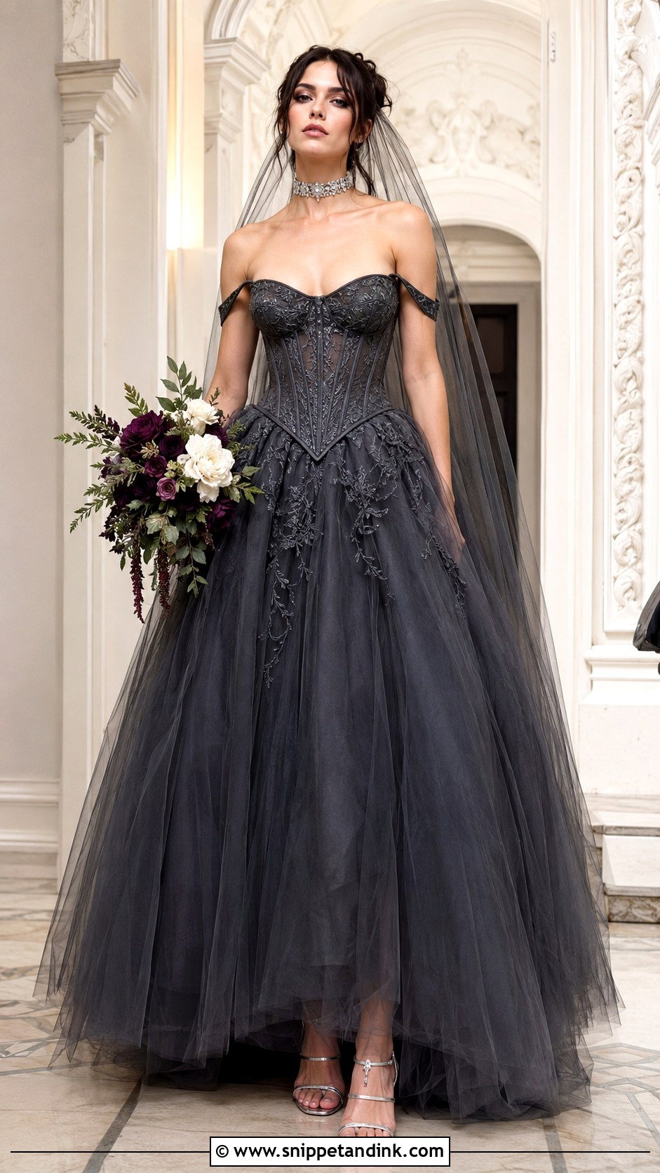 Dark Grey Corset Wedding Dress - Snippet and Ink - 20 Dark Grey Wedding Dress Ideas