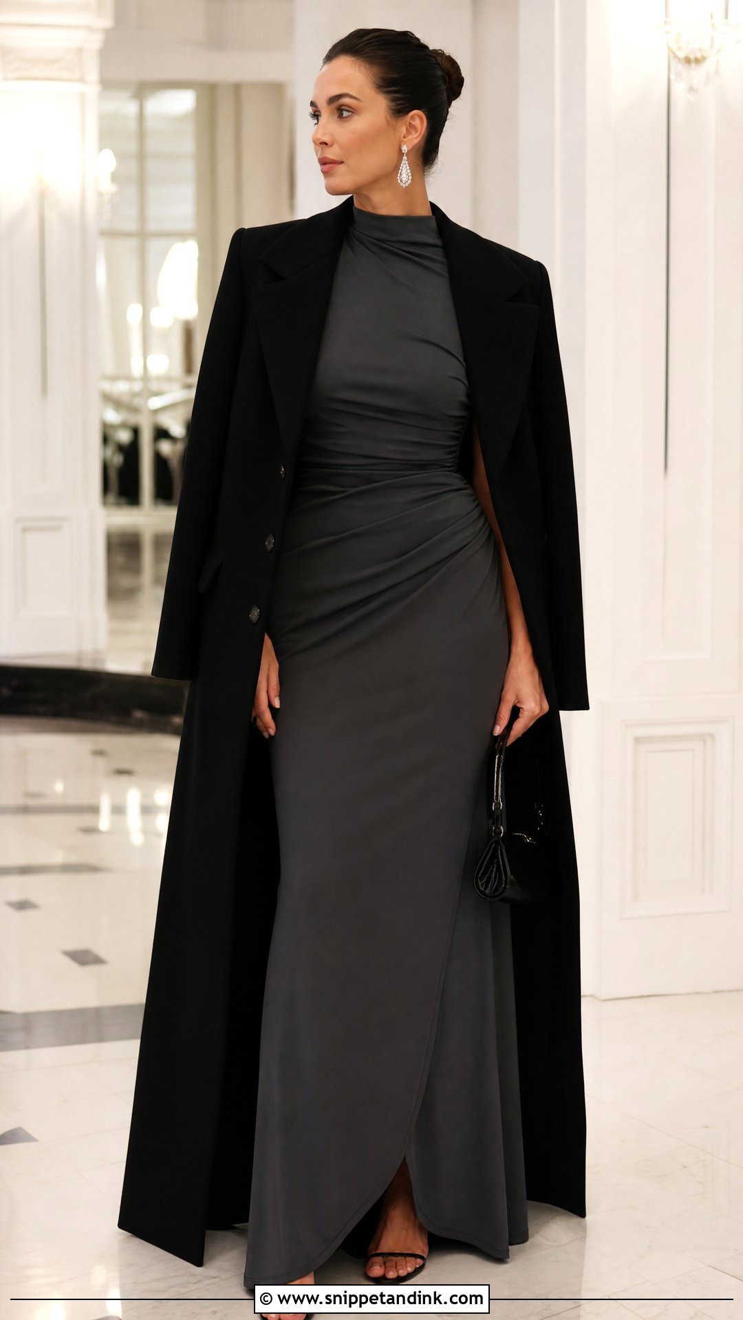 Dark Grey High Neck Gown Wedding Outfit - Snippet and Ink - 20 Grey Dress Outfit Wedding Ideas
