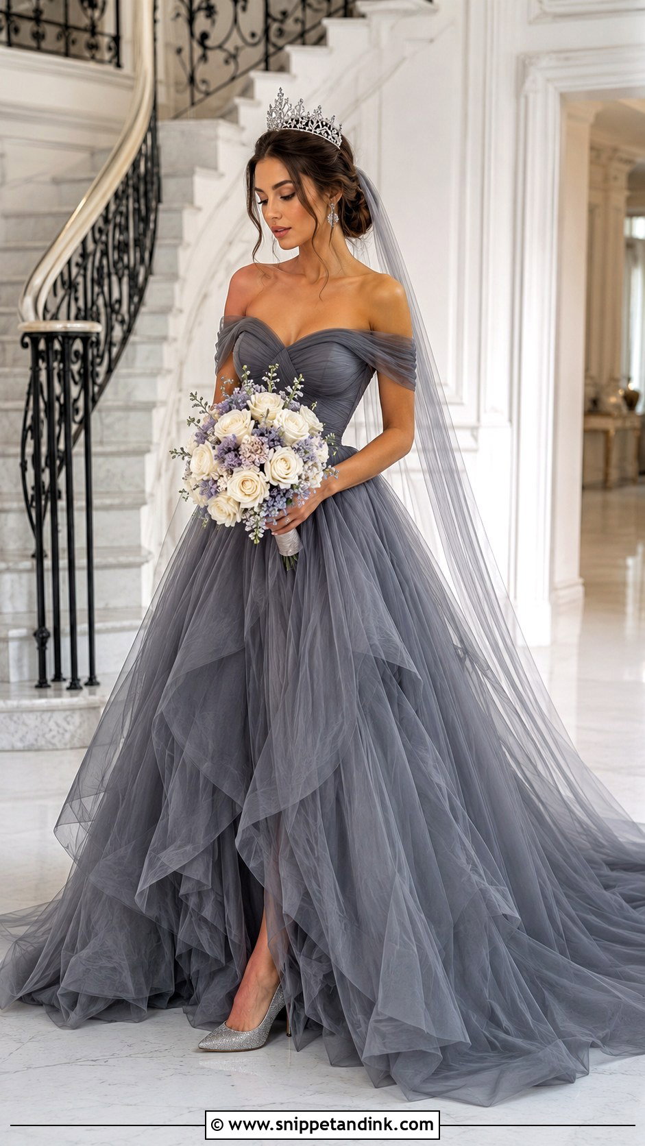 Dark Grey Tulle Princess Wedding Dress - Snippet and Ink - 20 Dark Grey Wedding Dress Ideas