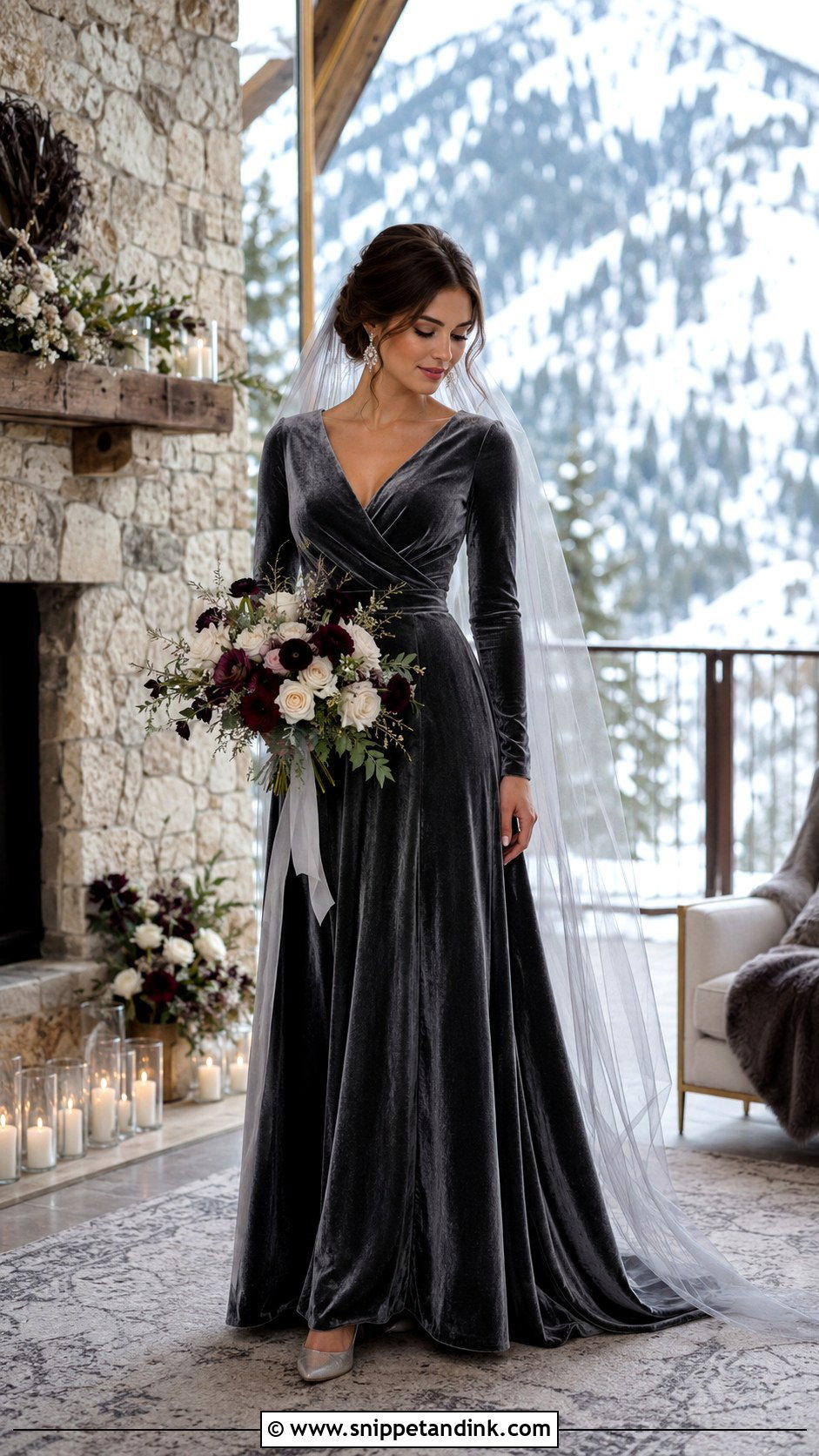 Dark Grey Velvet Wedding Dress - Snippet and Ink - 20 Dark Grey Wedding Dress Ideas