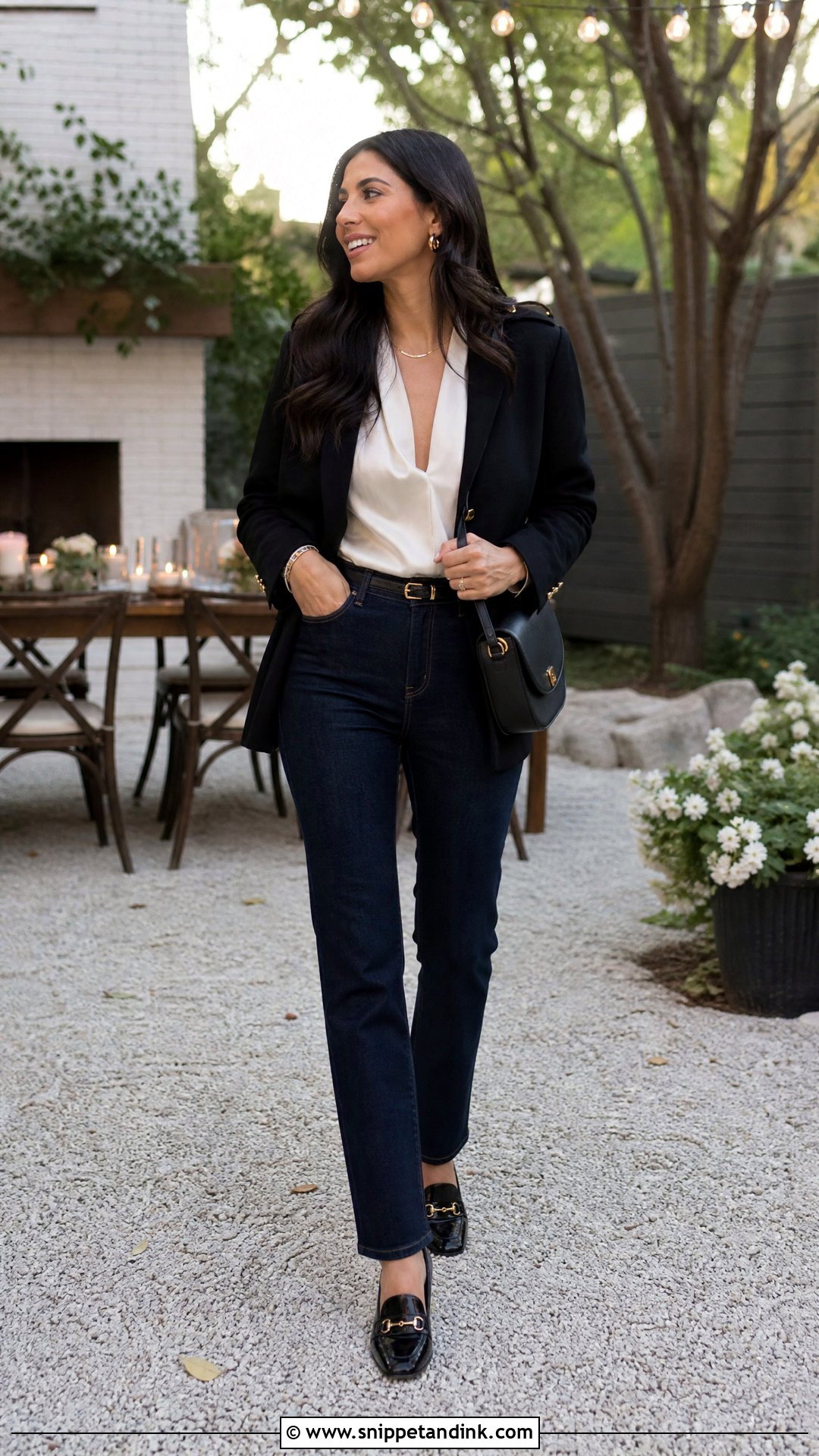 Dark Jeans And Statement Blouse Pre Wedding Party Outfit - Snippet and Ink - 20 Pre Wedding Party Outfit Ideas