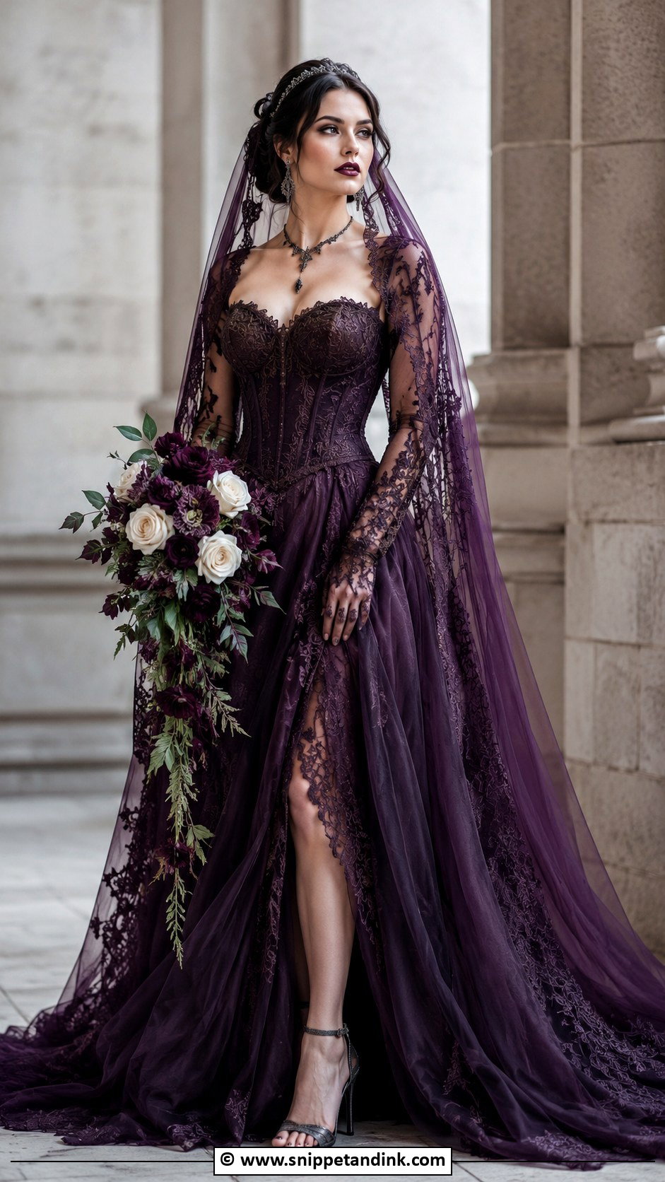 Dark Purple Gothic Wedding Dress - Snippet and Ink - 30 Purple Wedding Dress Ideas