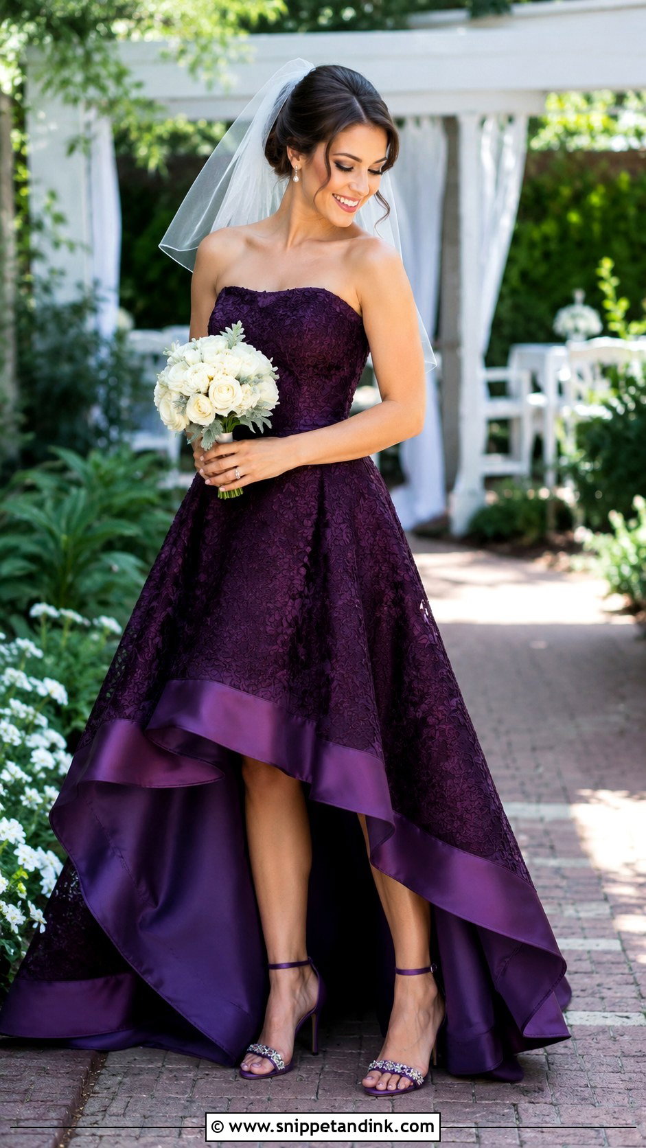 Dark Purple High Low Wedding Dress - Snippet and Ink - 25 Dark Purple Wedding Dress Ideas