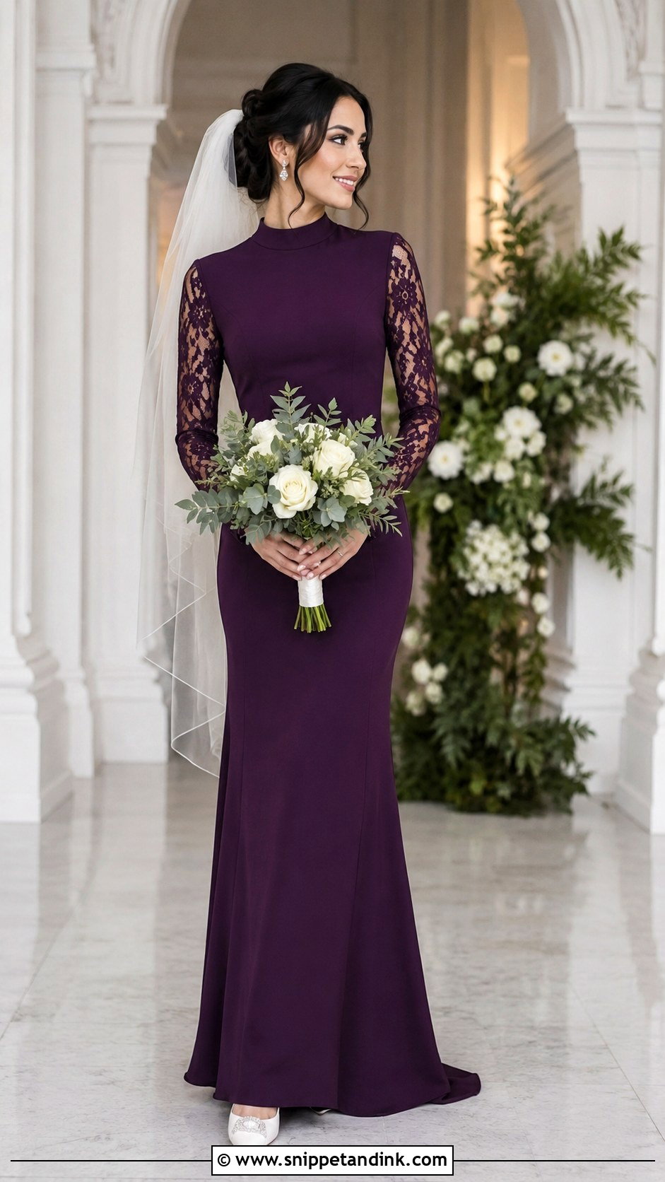 Dark Purple Long Sleeve Wedding Dress - Snippet and Ink - 25 Dark Purple Wedding Dress Ideas