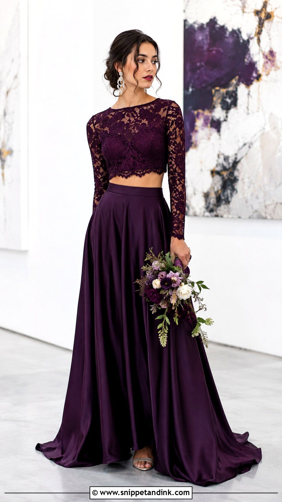 Dark Purple Two Piece Wedding Dress - Snippet and Ink - 25 Dark Purple Wedding Dress Ideas