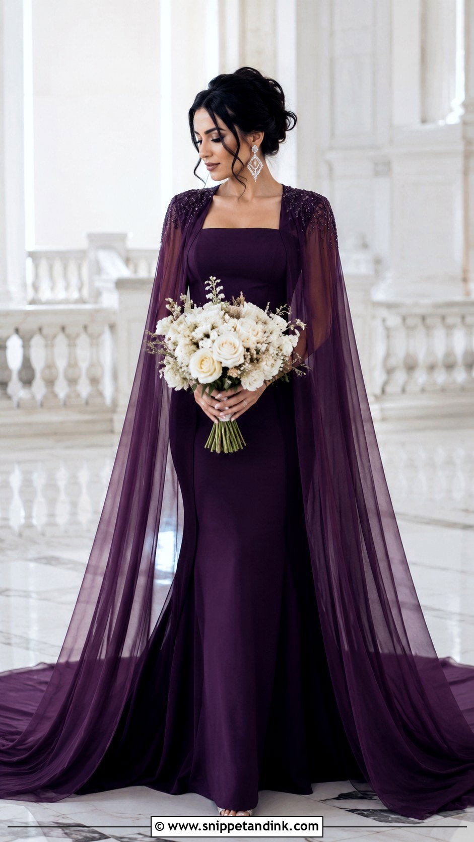 Dark Purple Wedding Dress With Cape - Snippet and Ink - 25 Dark Purple Wedding Dress Ideas