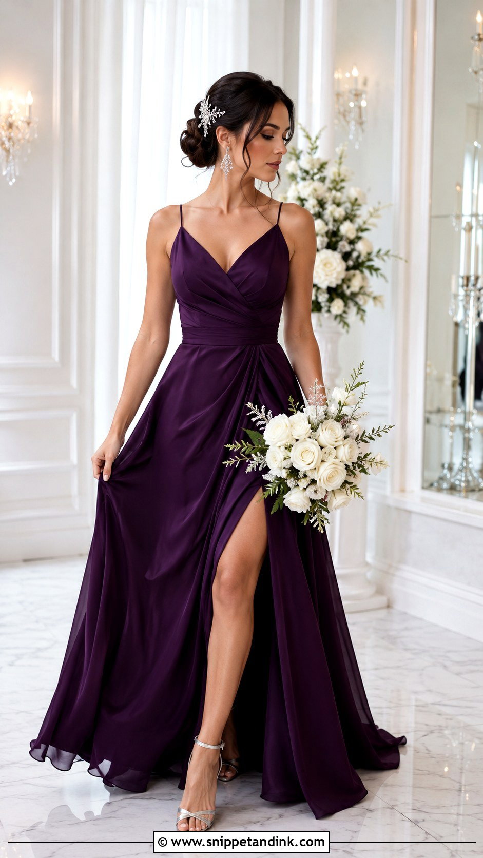 Dark Purple Wedding Dress With Silver Accessories - Snippet and Ink - 25 Dark Purple Wedding Dress Ideas