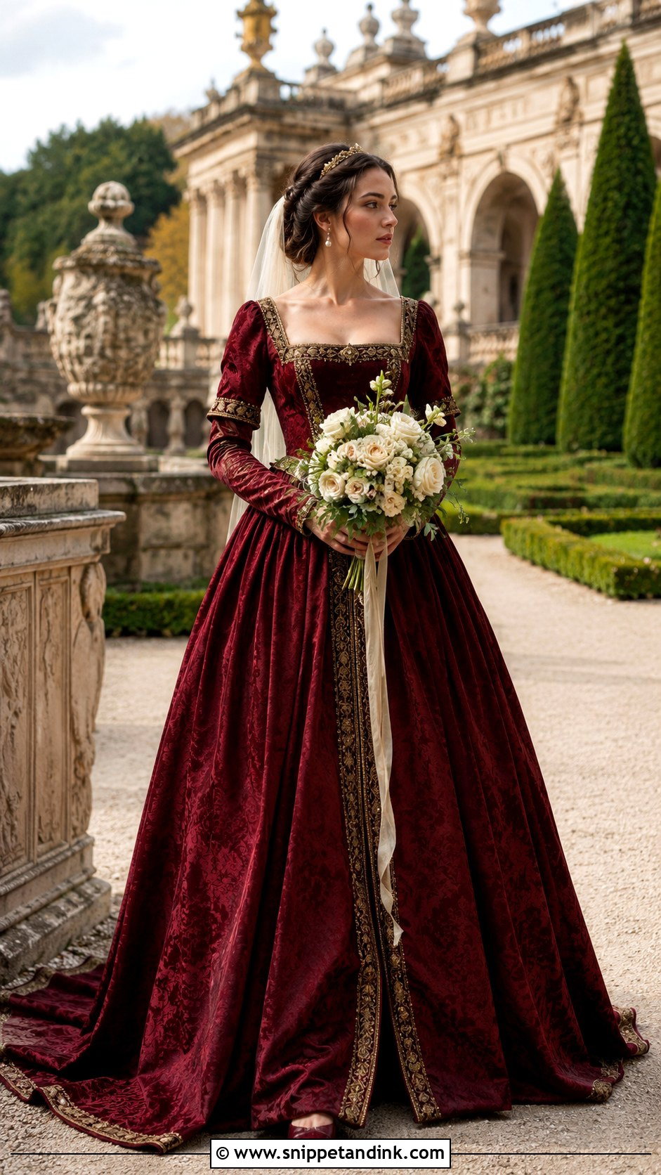Dark Red Renaissance Wedding Dress - Snippet and Ink - 20 Dark Fantasy Wedding Dress Ideas