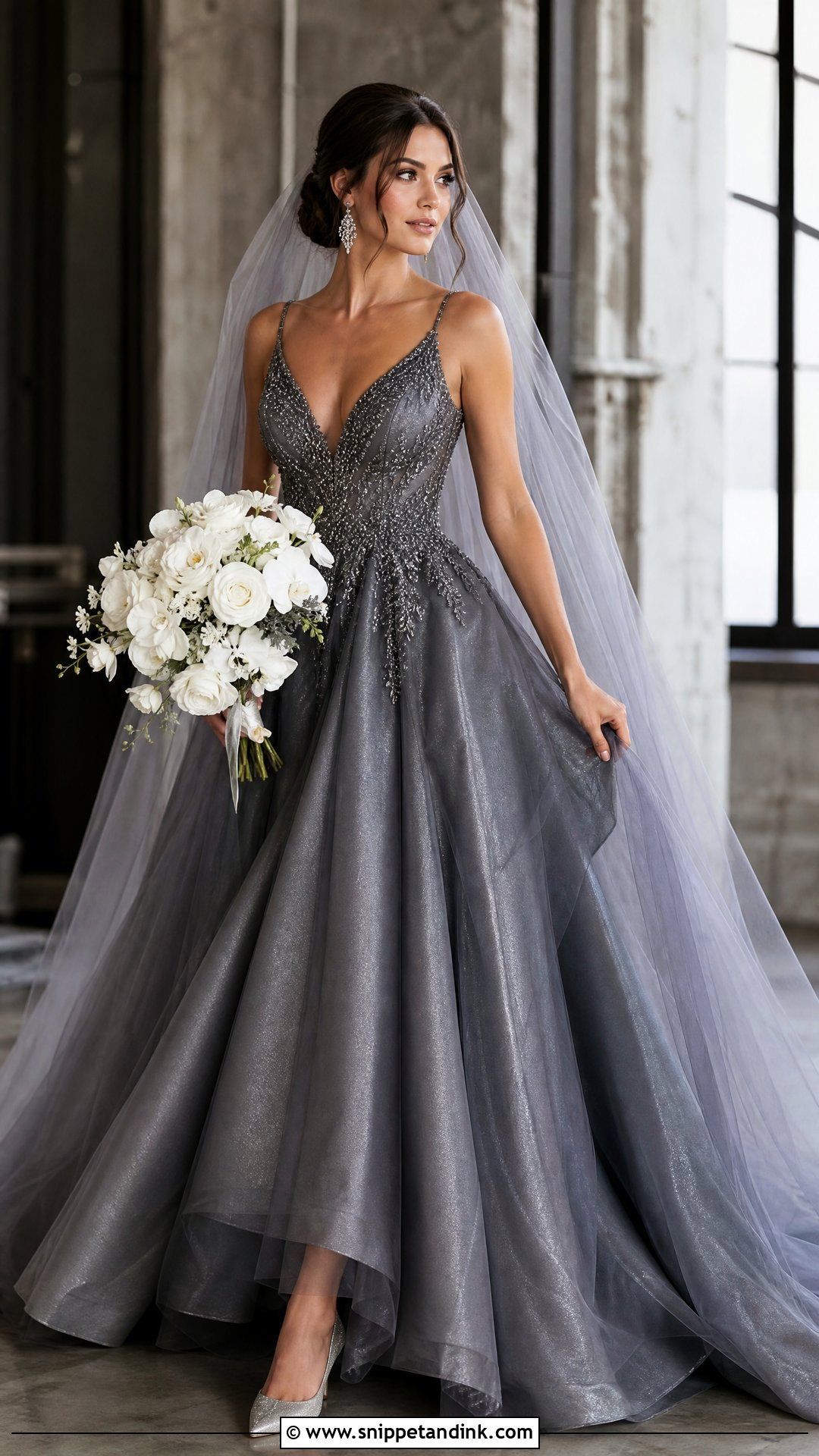 Dark Silver Wedding Dress - Snippet and Ink - 20 Silver Wedding Dresses