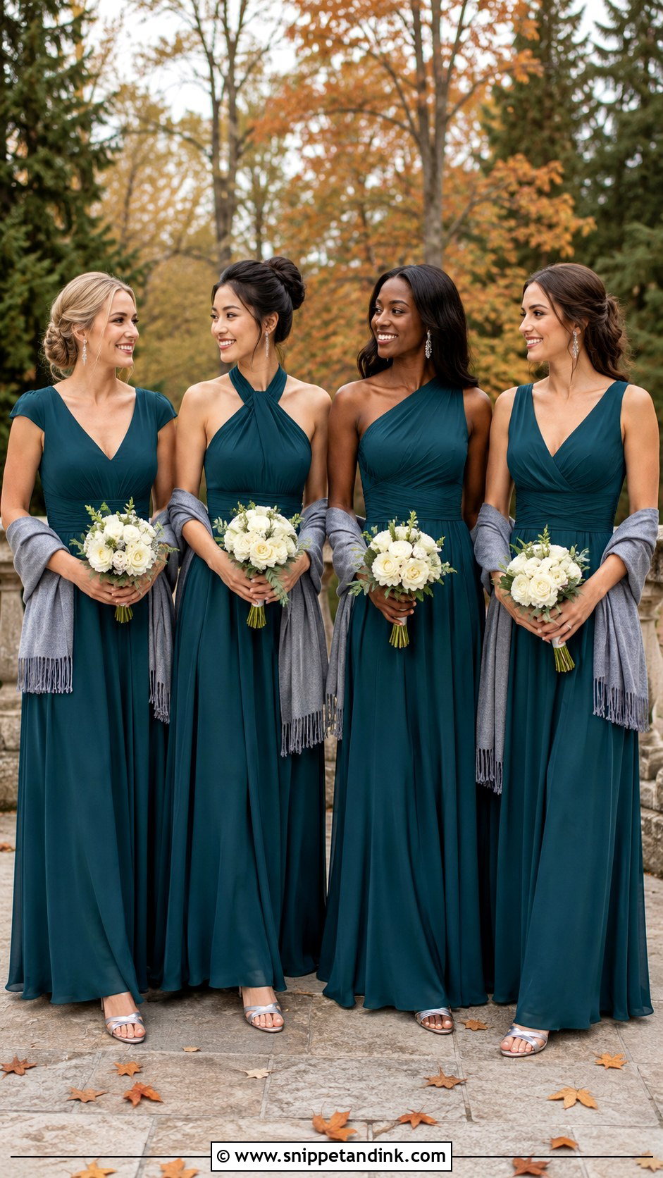 Dark Teal Convertible Bridal Party Attire - Snippet and Ink - 20 Fall Bridal Party Attire Ideas