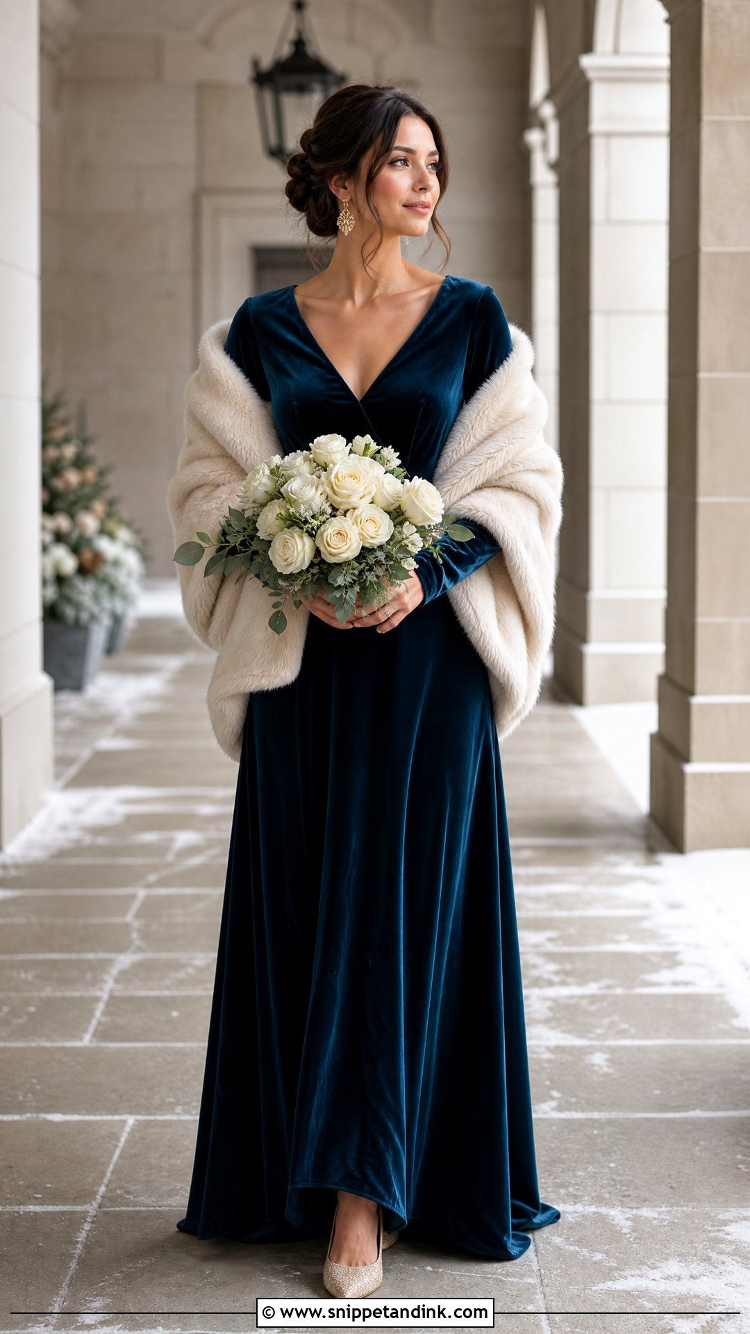 Dark Teal Velvet Long Sleeve Wedding Dress - Snippet and Ink - 25 Teal Wedding Dress Ideas