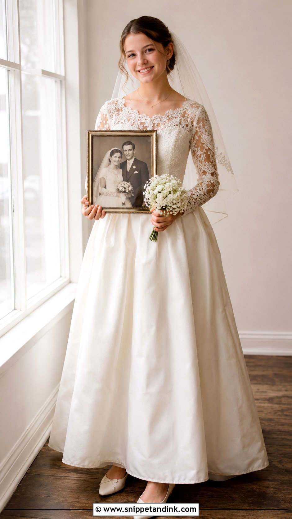 Daughter Holding Moms Wedding Photo - Snippet and Ink - 20 Daughter in Wedding Dress Photo Ideas