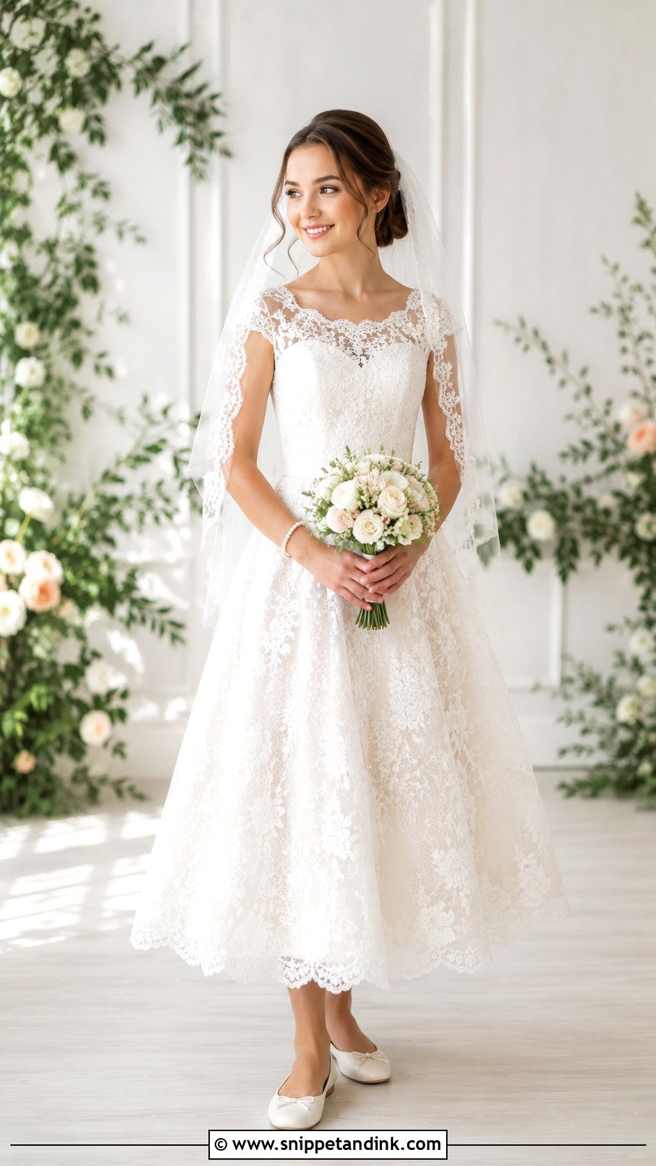 Daughter Holding a Small Bouquet - Snippet and Ink - 20 Daughter in Wedding Dress Photo Ideas