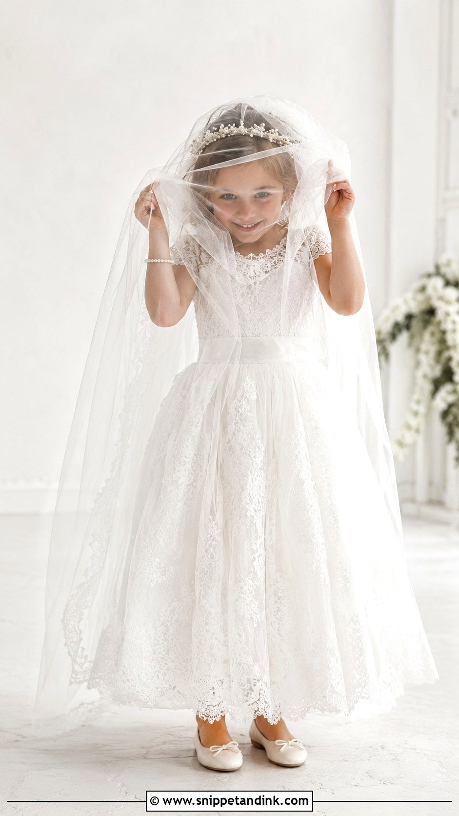 Daughter Peeking Through the Wedding Veil - Snippet and Ink - 20 Daughter in Wedding Dress Photo Ideas