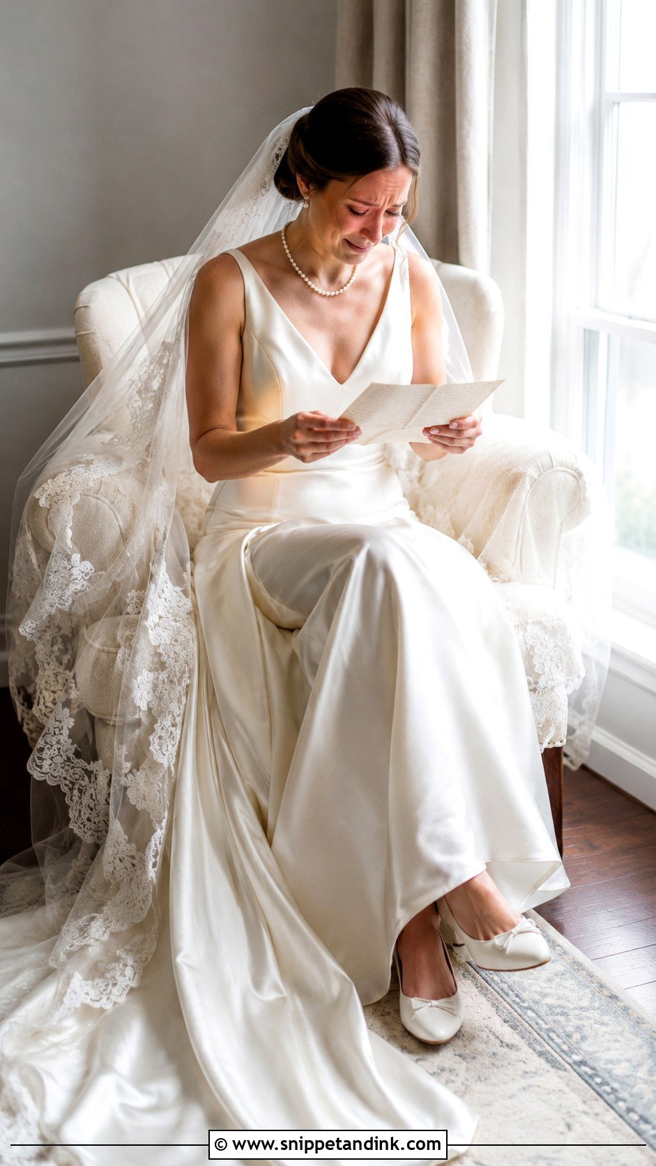 Daughter Reading a Letter From Mom - Snippet and Ink - 20 Daughter in Wedding Dress Photo Ideas