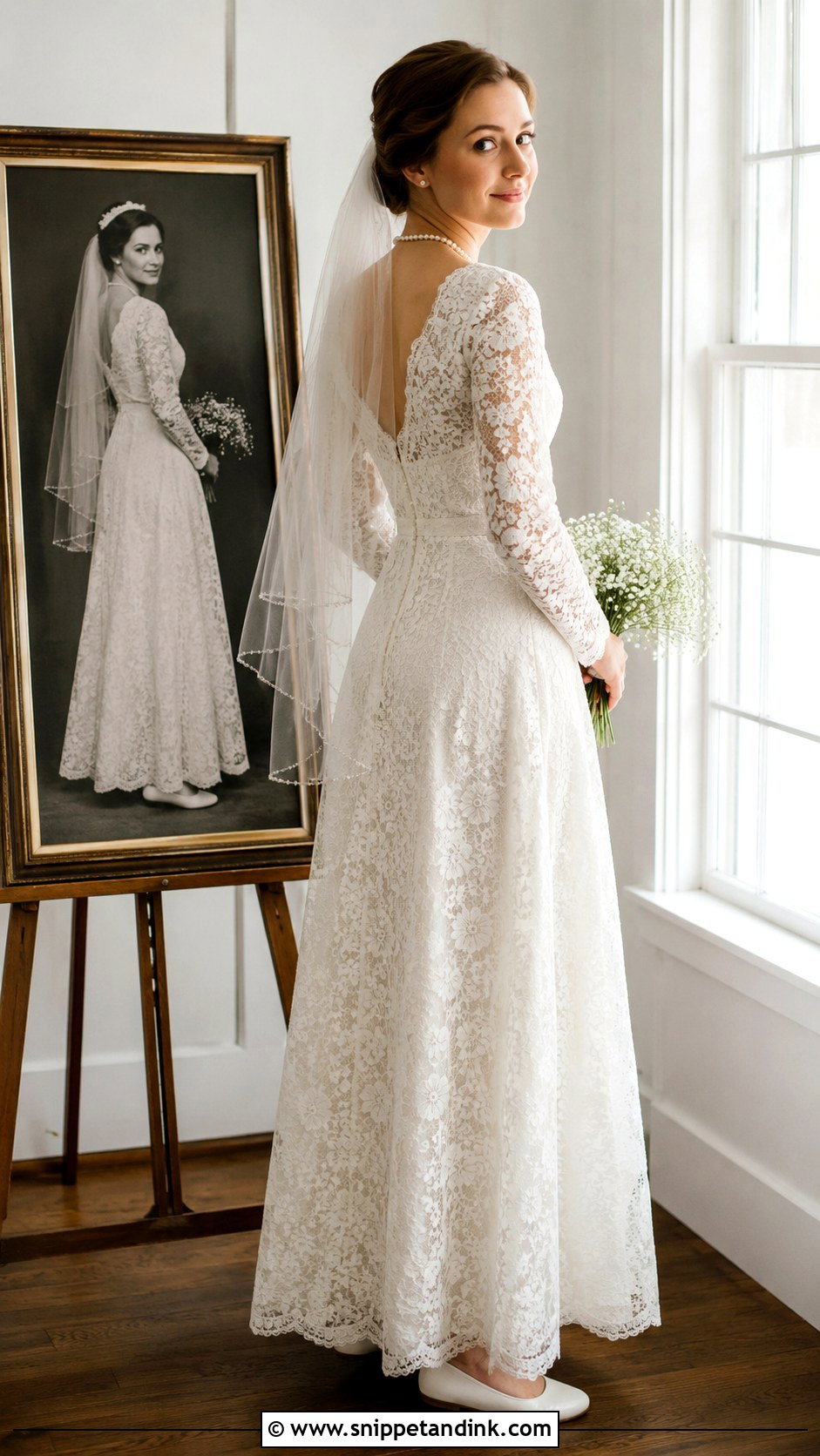 Daughter Recreating Moms Wedding Portrait - Snippet and Ink - 20 Daughter in Wedding Dress Photo Ideas