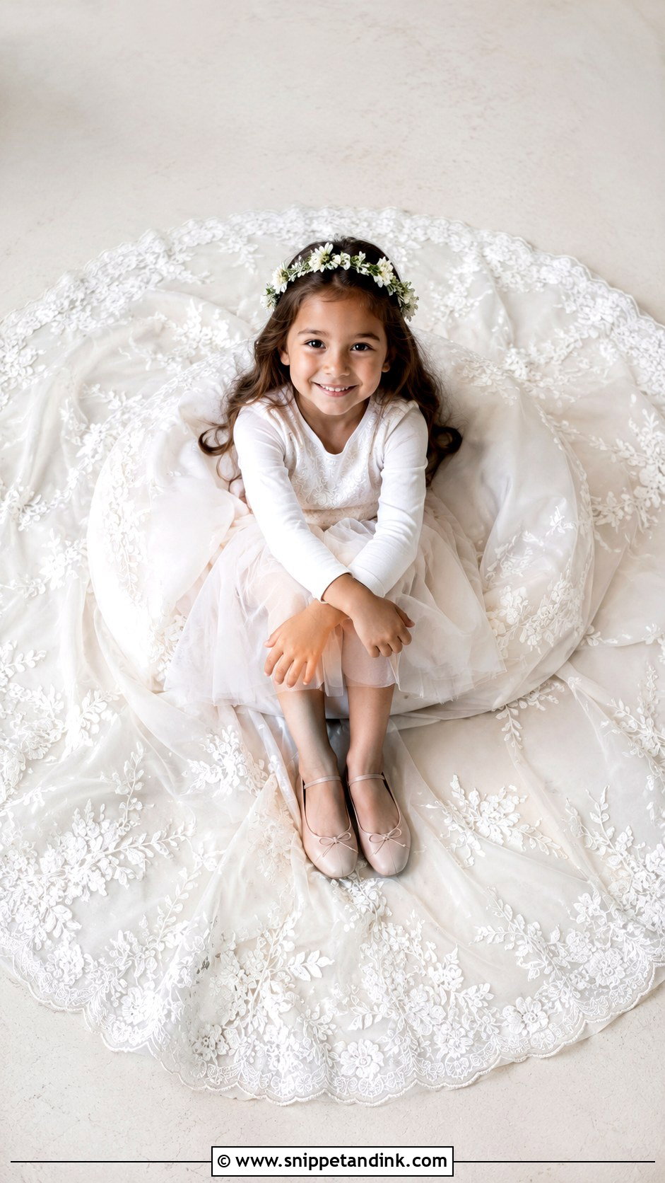 Daughter Wrapped in the Wedding Dress Train - Snippet and Ink - 20 Daughter in Wedding Dress Photo Ideas