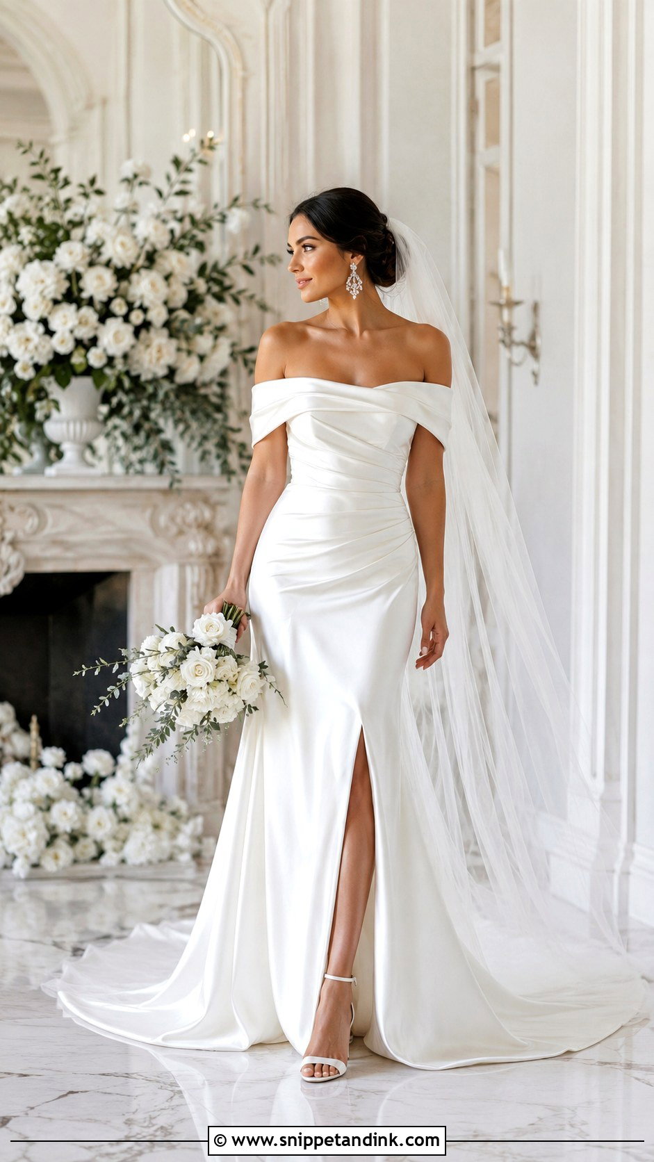 Davids Bridal Off The Shoulder Wedding Dress - Snippet and Ink - 25 Davids Bridal Wedding Dresses