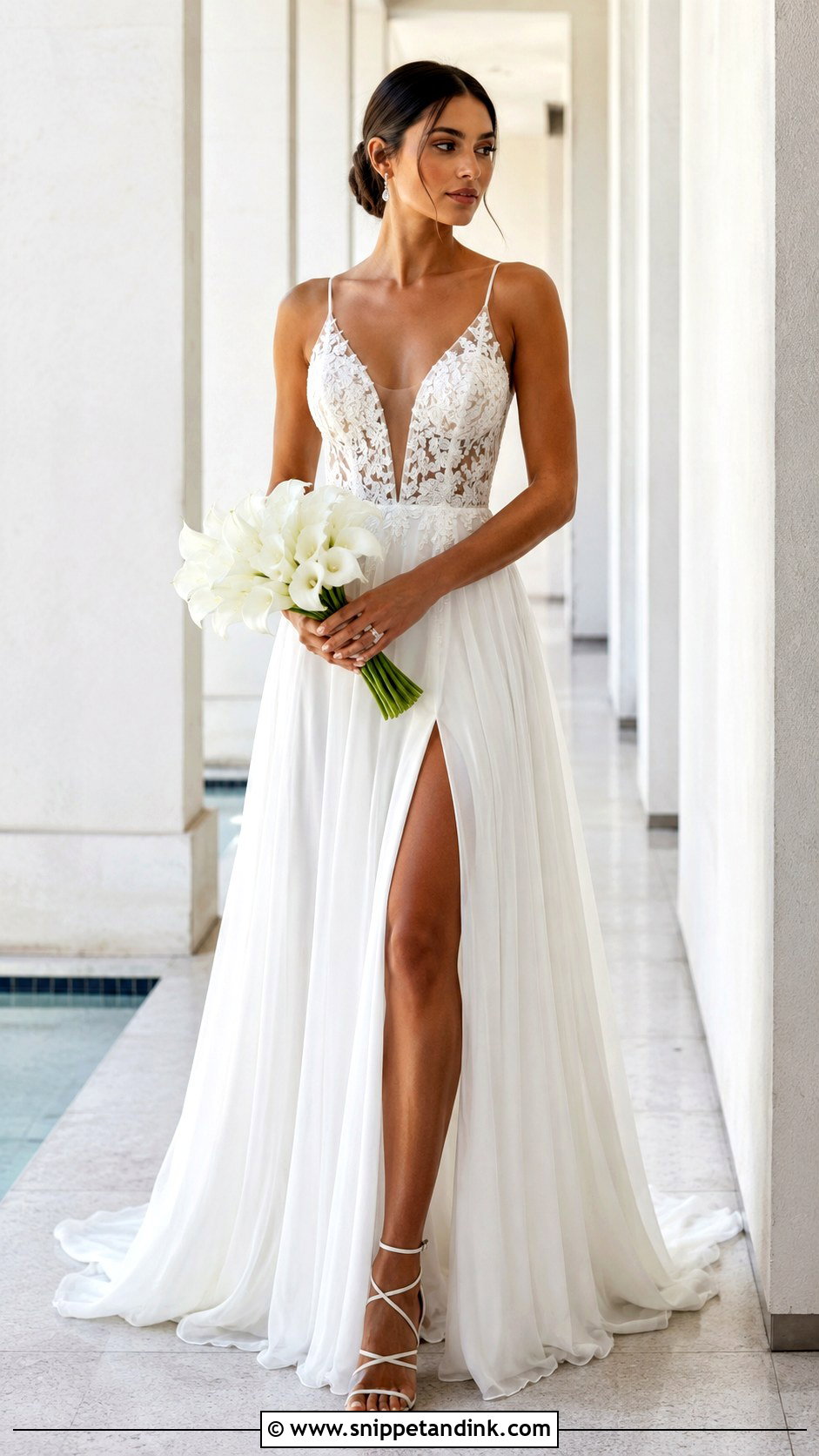 Davids Bridal Plunging Neckline Wedding Dress - Snippet and Ink - 25 Davids Bridal Wedding Dresses
