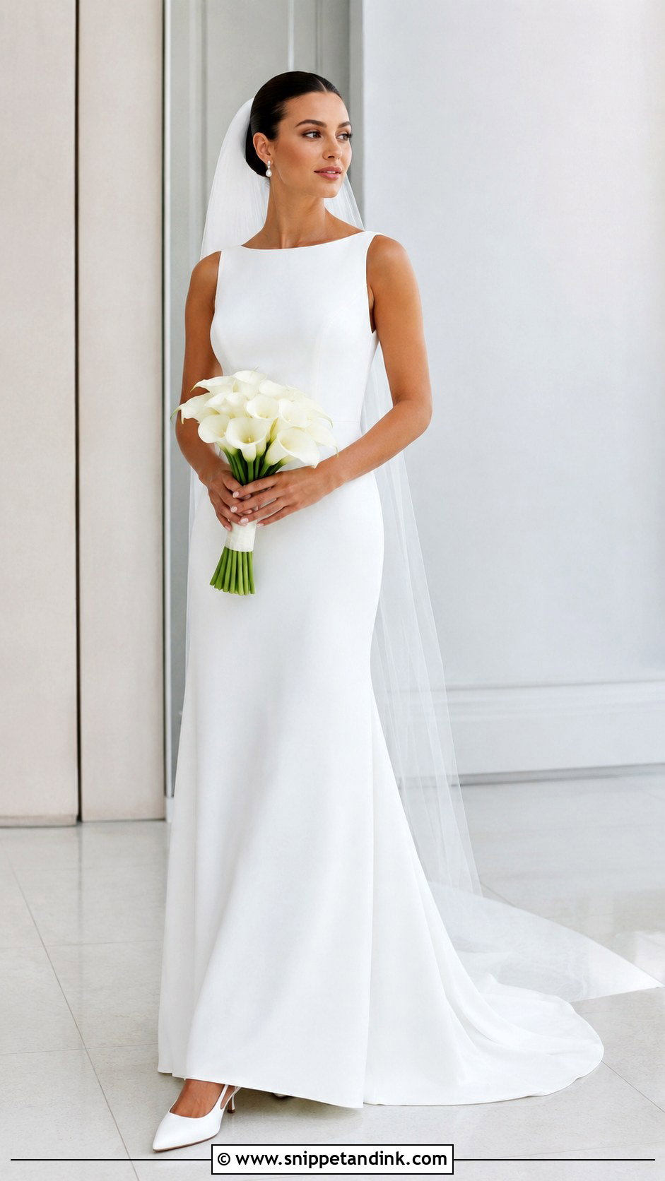 Davids Bridal Simple Crepe Wedding Dress - Snippet and Ink - 25 Davids Bridal Wedding Dresses