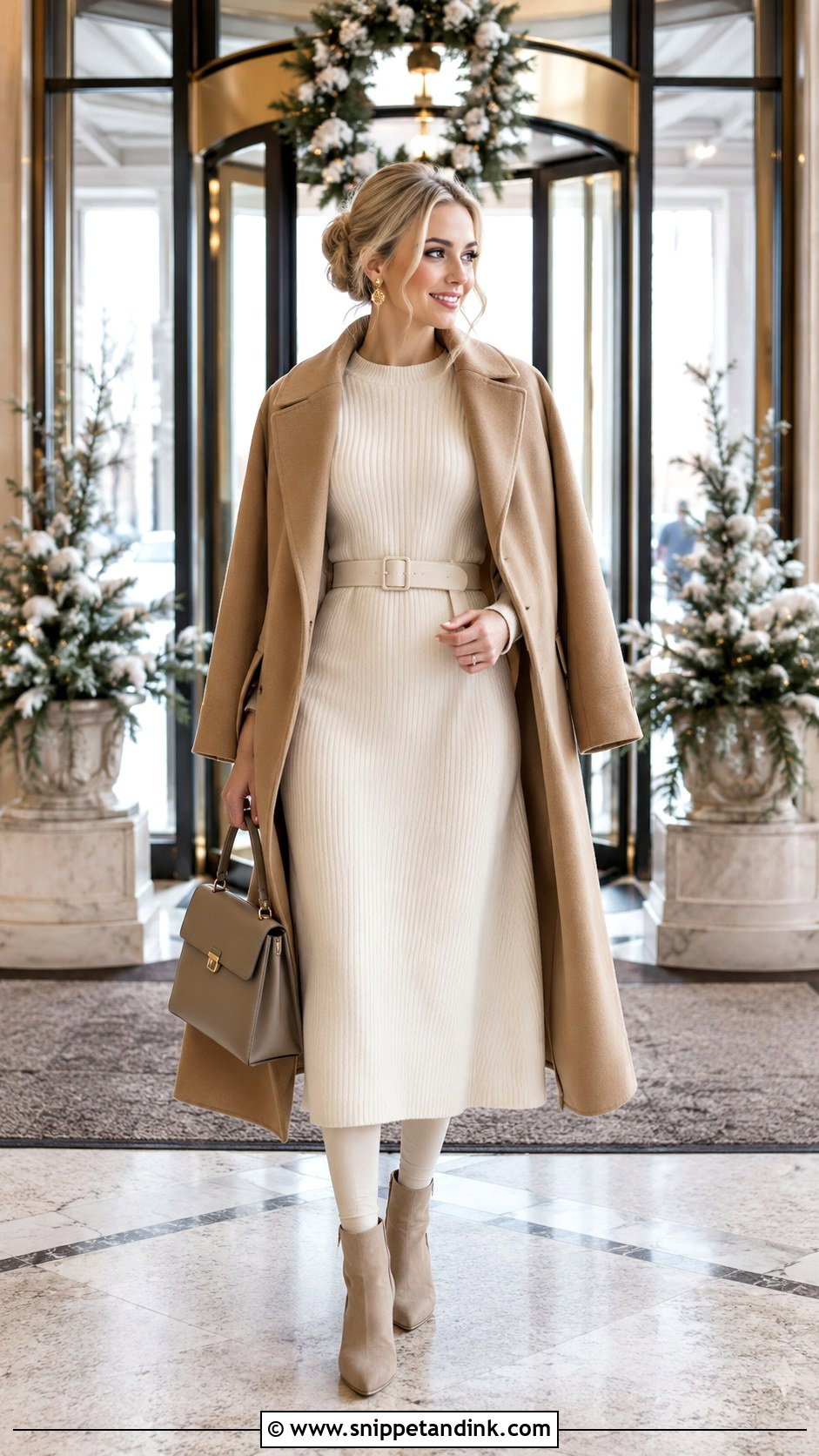 Day After Wedding Sweater Dress and Ankle Boots Outfit - Snippet and Ink - 20 Day After Wedding Outfit Ideas