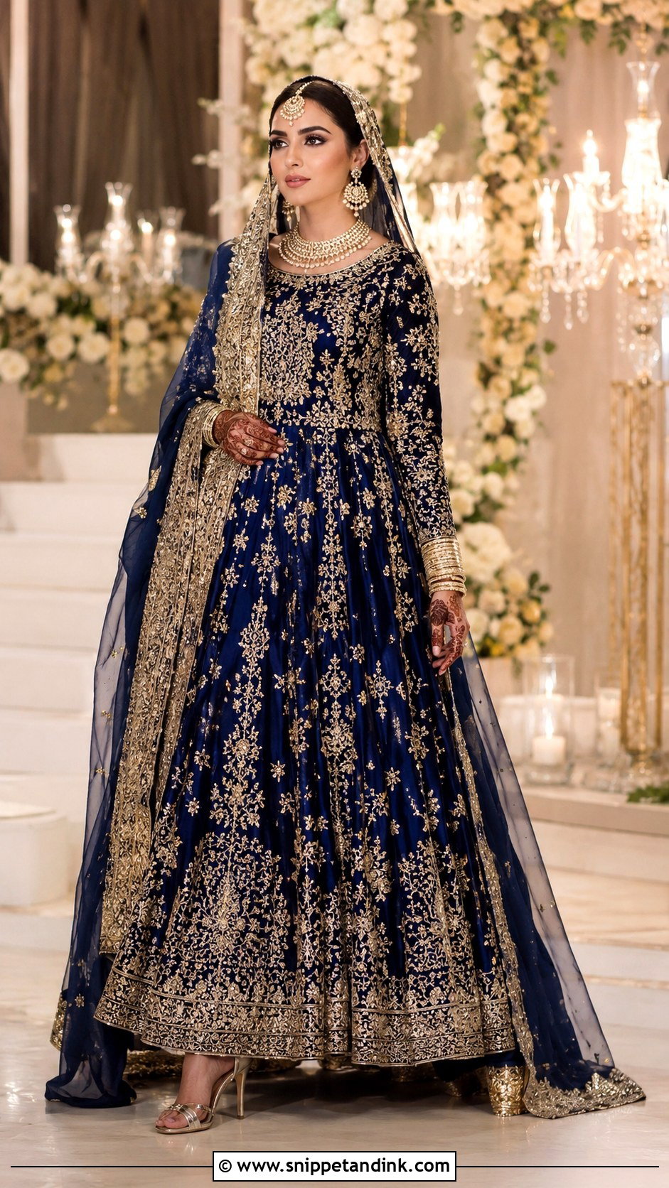 Deep Blue Baraat Lehenga - Snippet and Ink - 25 Baraat Dress Pakistani Bridal Wear Ideas