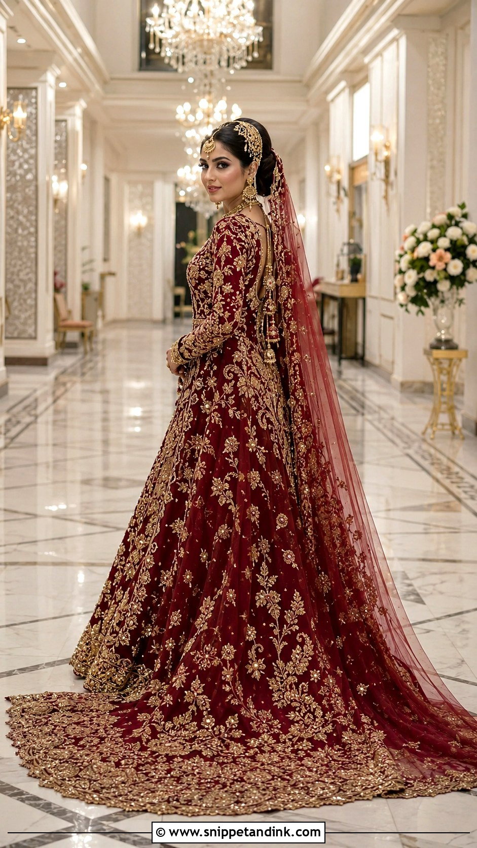 Deep Maroon Barat Dress With Farshi Lehenga - Snippet and Ink - 20 Barat Dress Design Ideas