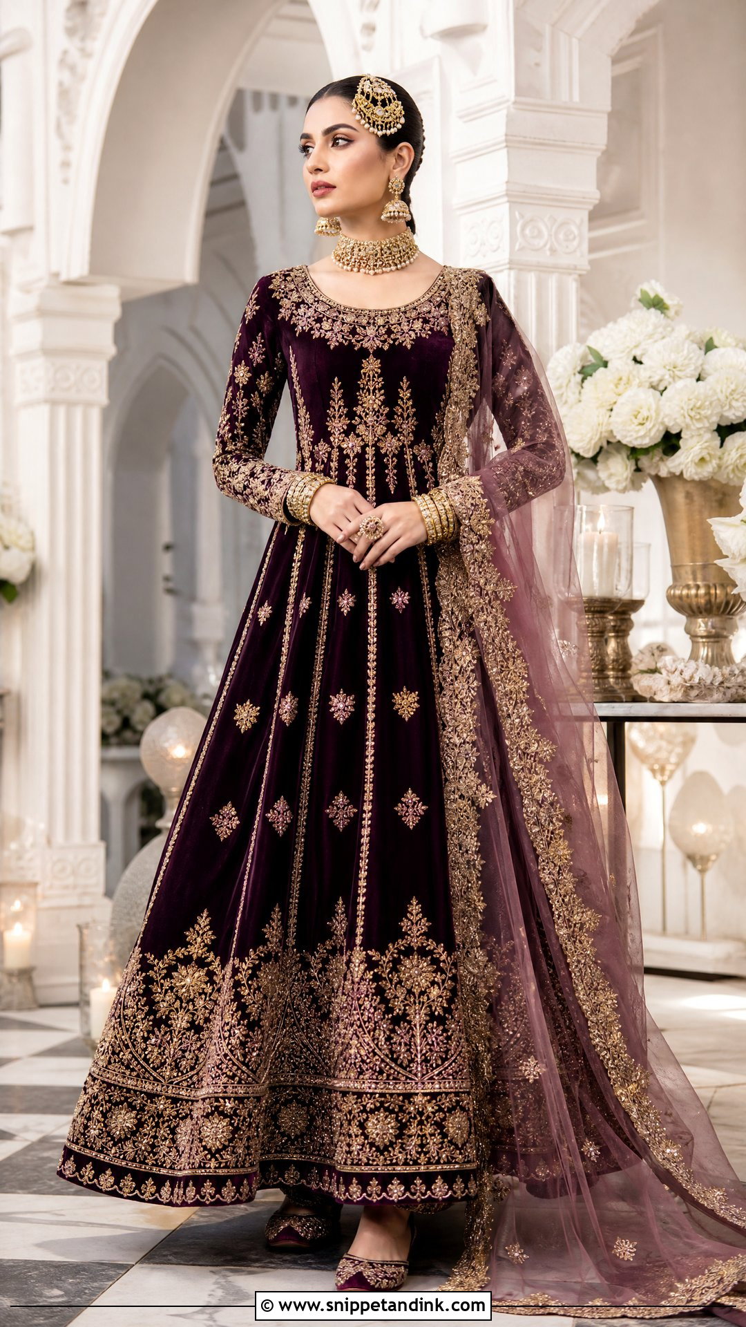 Deep Plum Velvet Bridal Pishwas - Snippet and Ink - 20 Pakistani Bridal Outfits