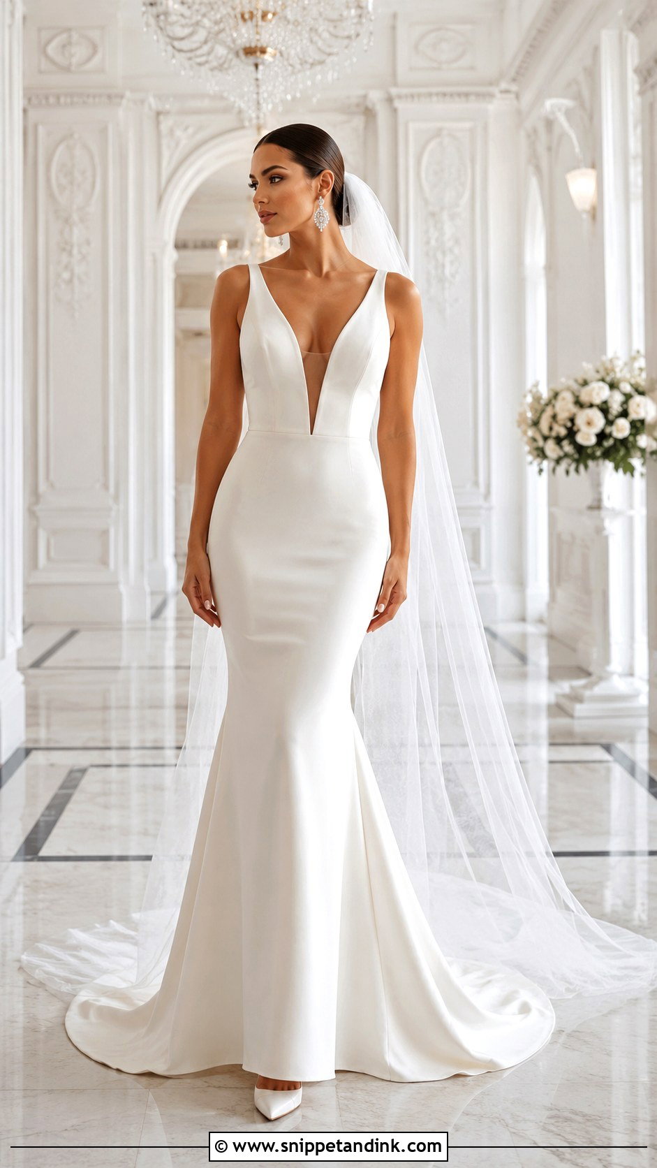 Deep Plunge Mermaid Wedding Dress - Snippet and Ink - 20 Deep Plunge Wedding Dress Ideas