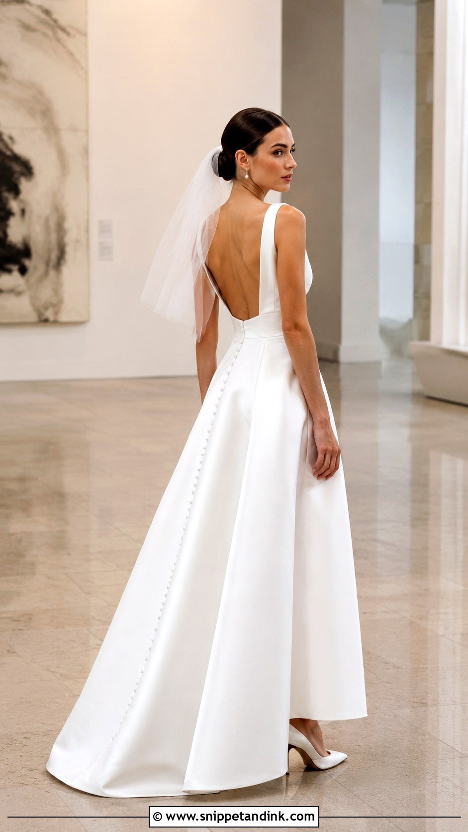 Deep Plunge Square Back Wedding Dress - Snippet and Ink - 20 Deep Plunge Wedding Dress Ideas