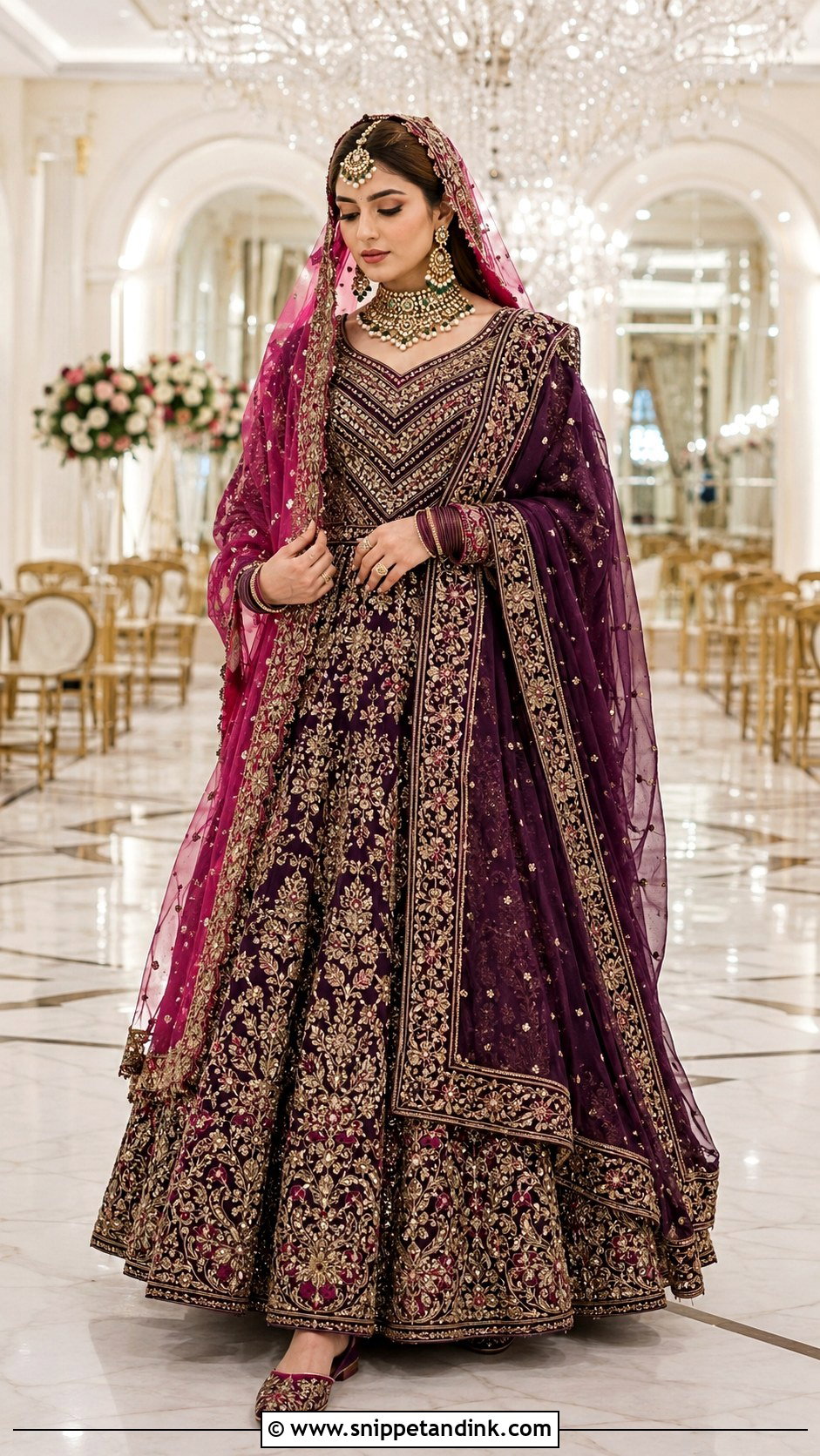Deep Purple Kashees Bridal Lehenga - Snippet and Ink - 20 Kashees Bridal Dresses