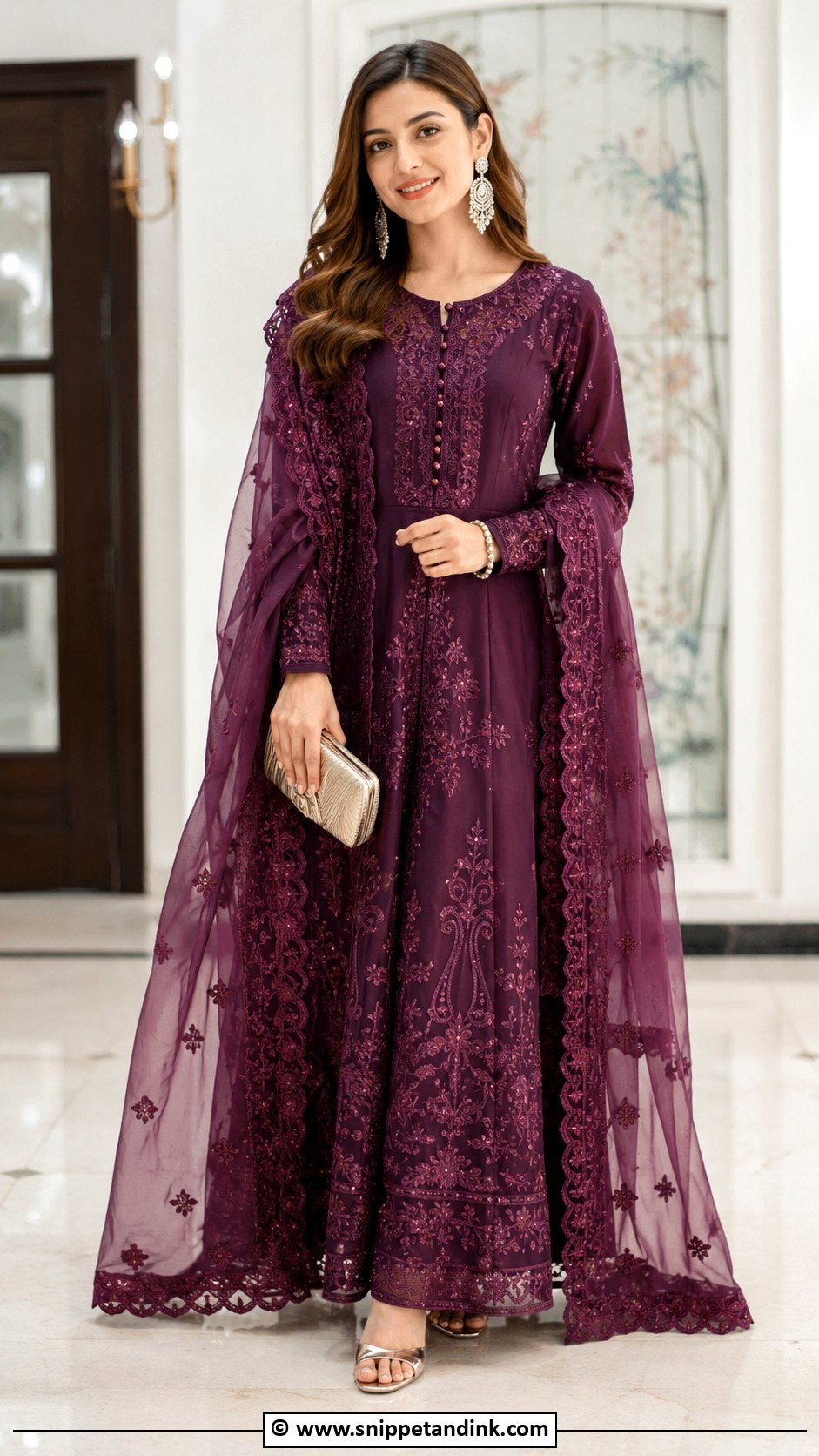 Deep Purple Maxi Barat Dress - Snippet and Ink - 30 Barat Dresses Pakistani for Sisters