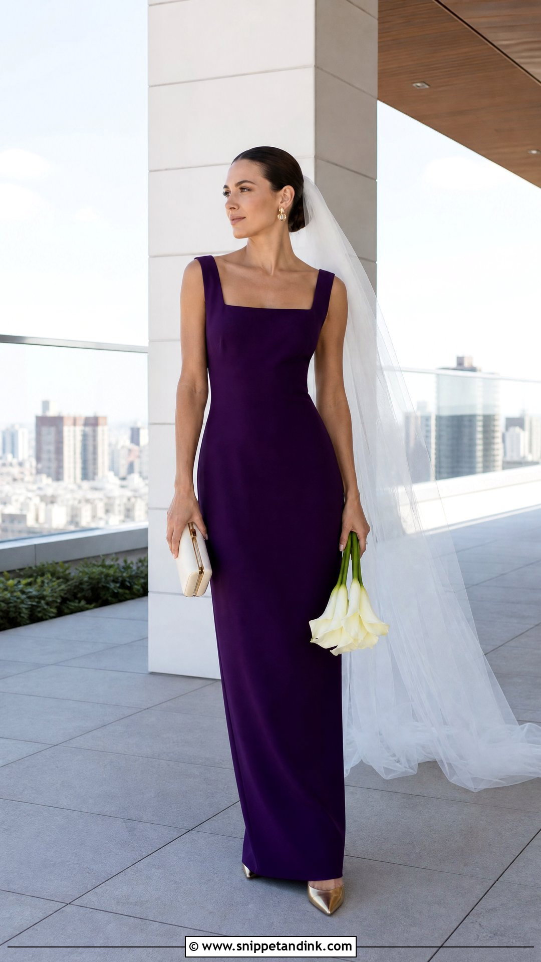 Deep Purple Minimalist Wedding Dress - Snippet and Ink - 20 Purple Bride Dress Ideas