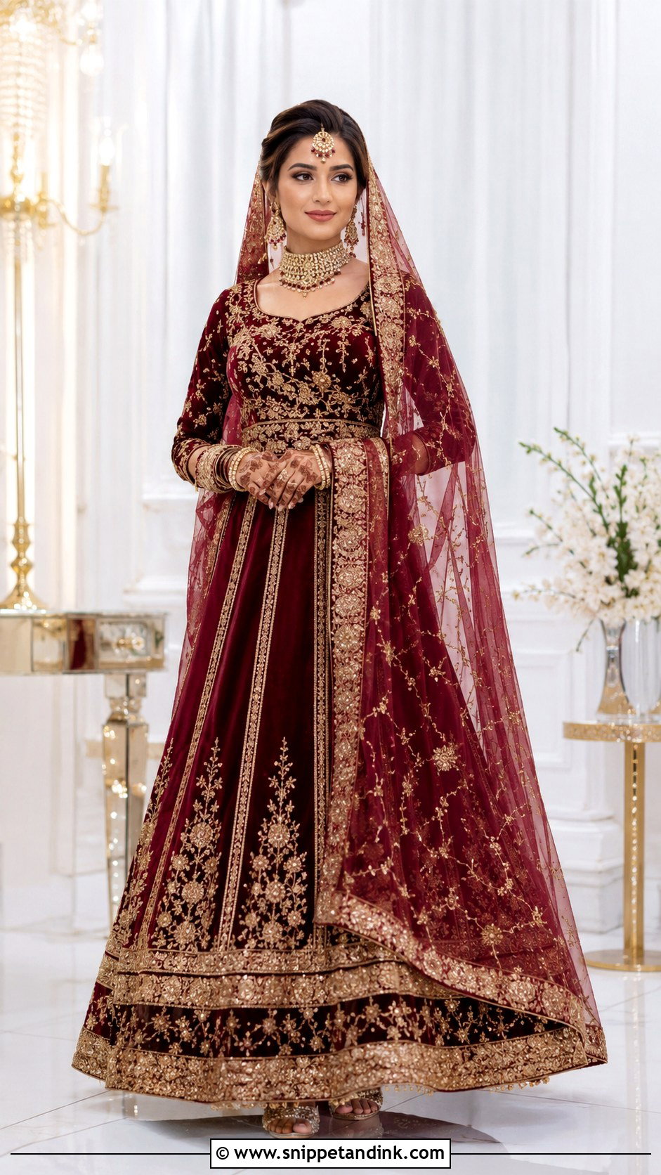 Deep Red Farshi Lehenga Barat Dress - Snippet and Ink - 20 Barat Dress for Bride Ideas