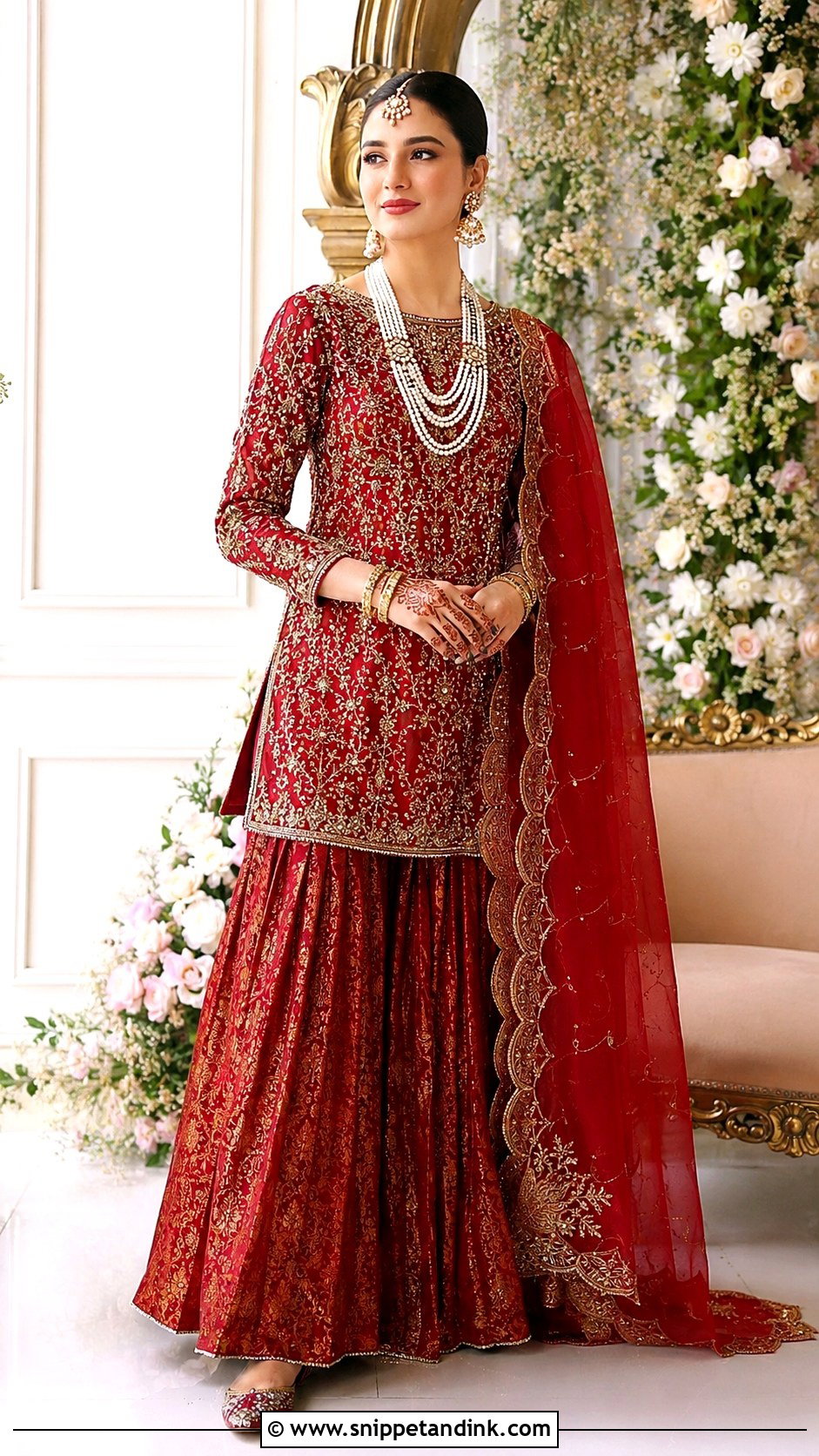Deep Red Gharara Barat Dress - Snippet and Ink - 20 Barat Wedding Dress Ideas