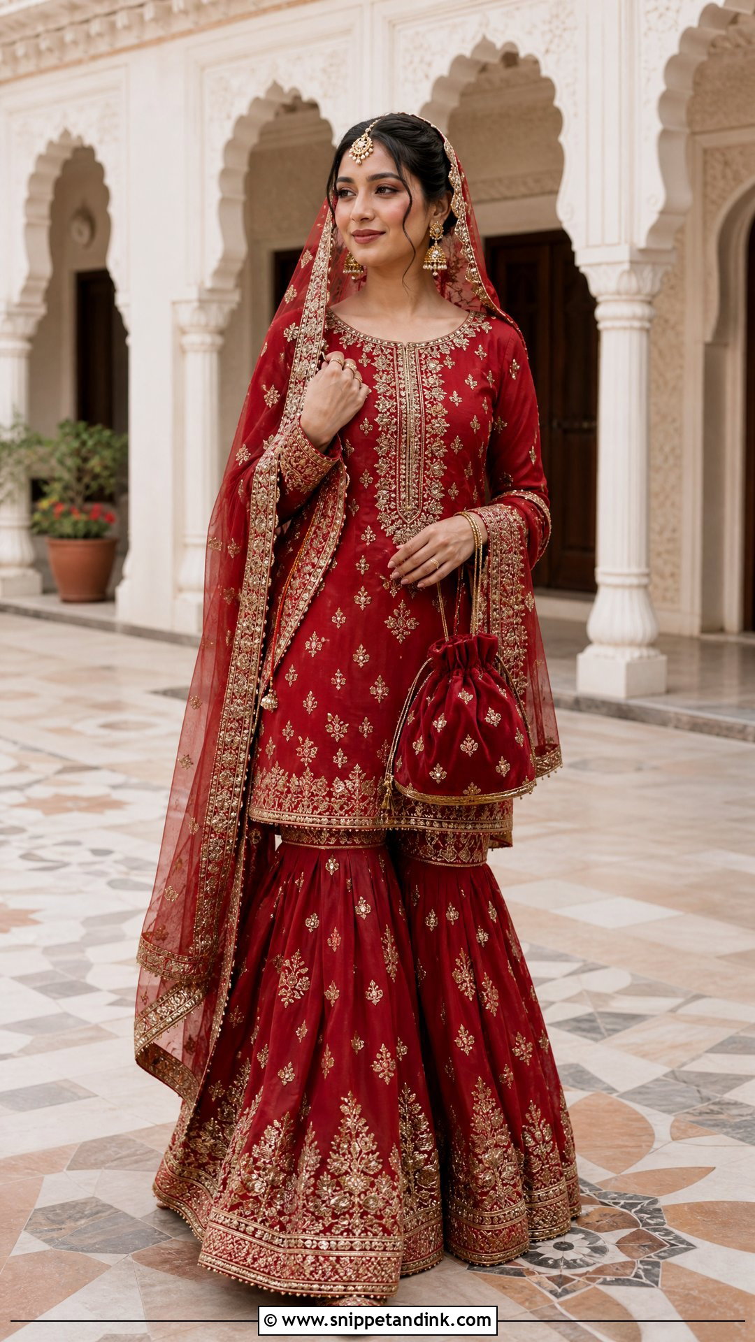 Deep Red Gharara Nikkah Dress - Snippet and Ink - 20 Nikkah Inspo Dresses