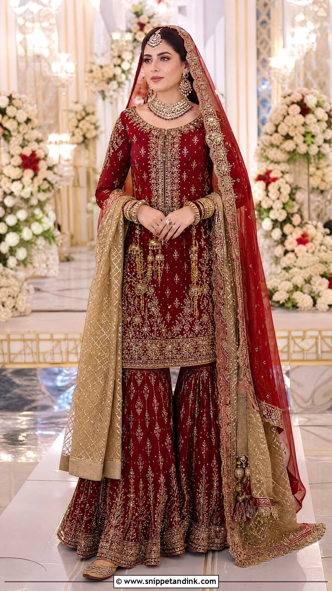 Deep Red Gharara Pakistani Wedding Dress - Snippet and Ink - 20 New Pakistani Wedding Dresses
