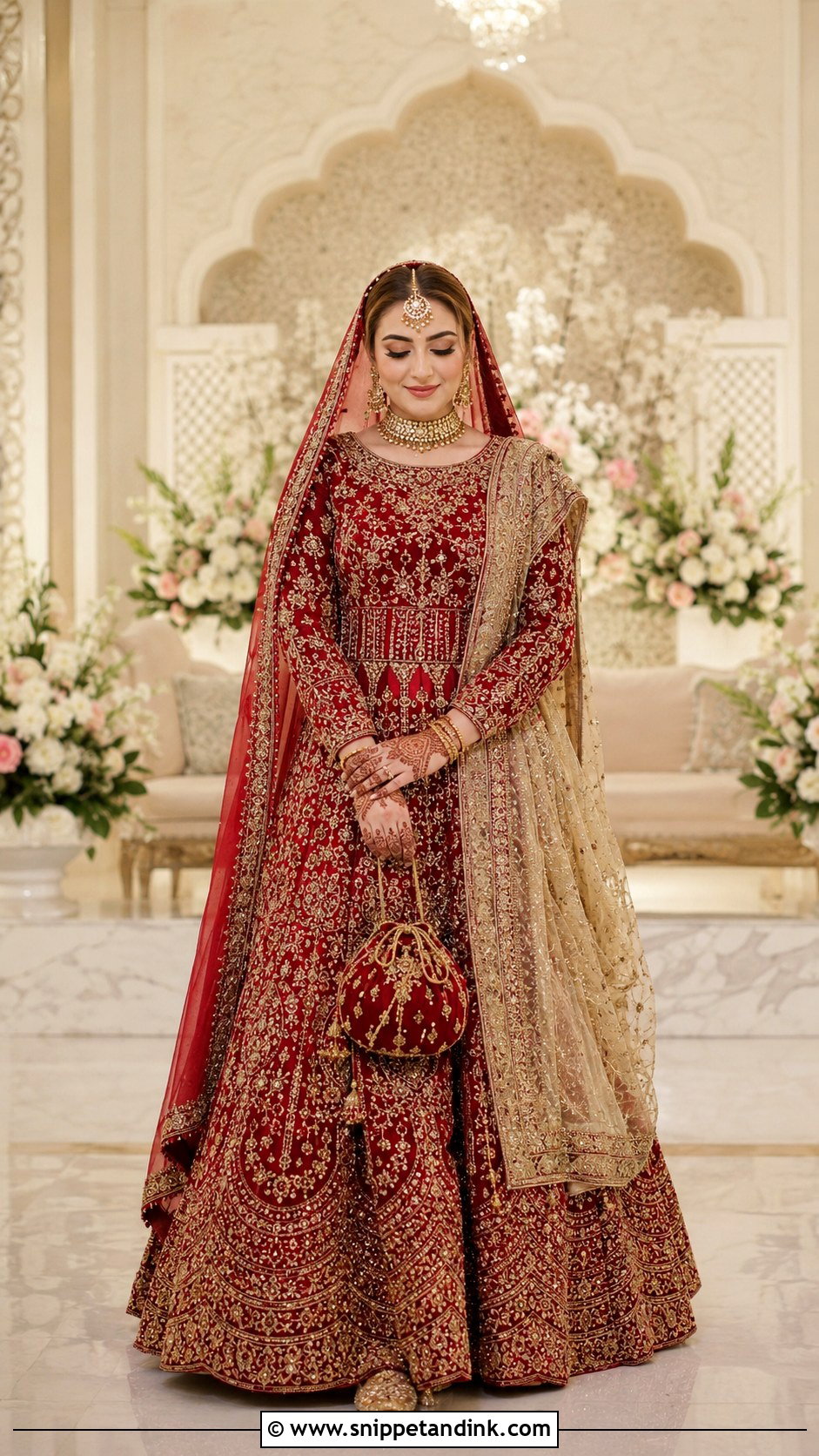 Deep Red Lehenga Bridal Nikkah Dress - Snippet and Ink - 20 Bridal Nikkah Dresses