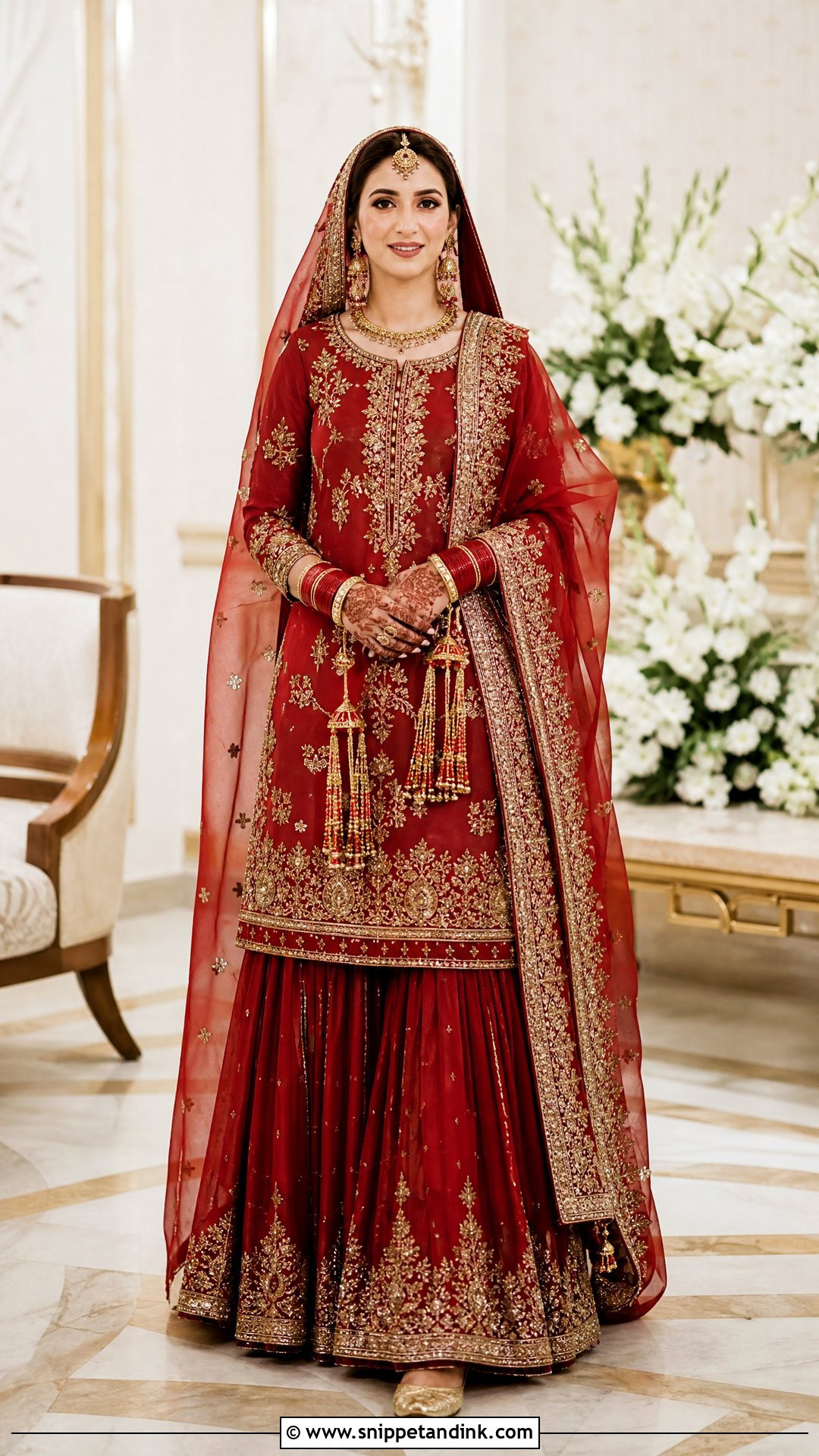 Deep Red Pakistani Bridal Sharara - Snippet and Ink - 20 Simple Pakistani Bridal Dresses