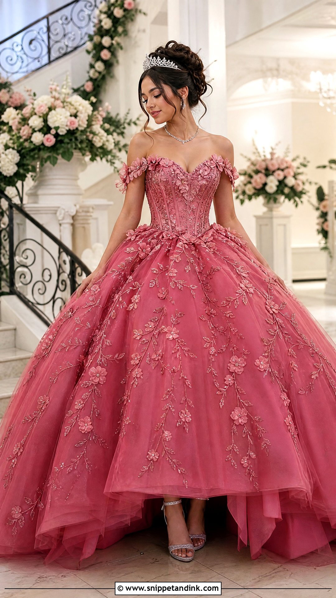 Deep Rose Princess Quinceaera Dress - Snippet and Ink - 20 Rose Princess Dress Ideas