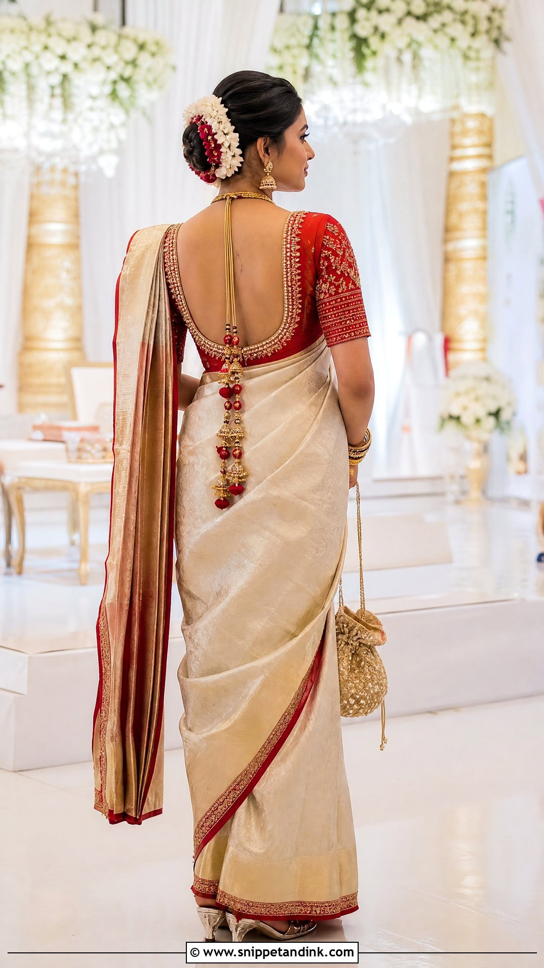 Deep U Back Bridal Blouse Maggam Work Design - Snippet and Ink - 20 Latest Bridal Blouse Maggam Work Designs
