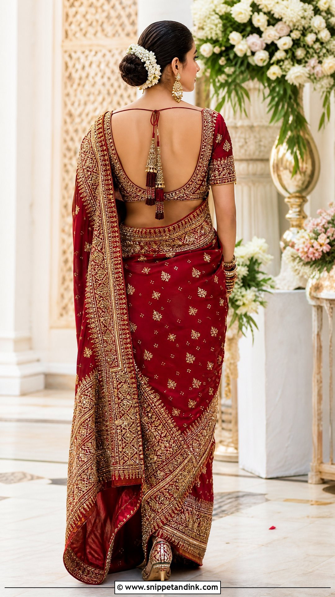 Deep U Back Bridal Blouse Neck Design - Snippet and Ink - 20 Latest Bridal Blouse Neck Designs