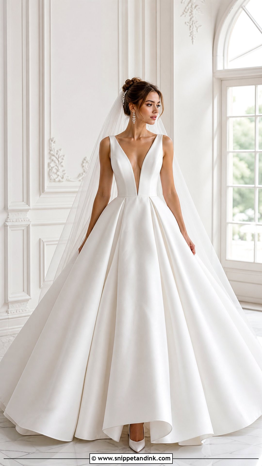 Deep V Ball Gown Wedding Dress - Snippet and Ink - 25 Deep V Wedding Dress Ideas